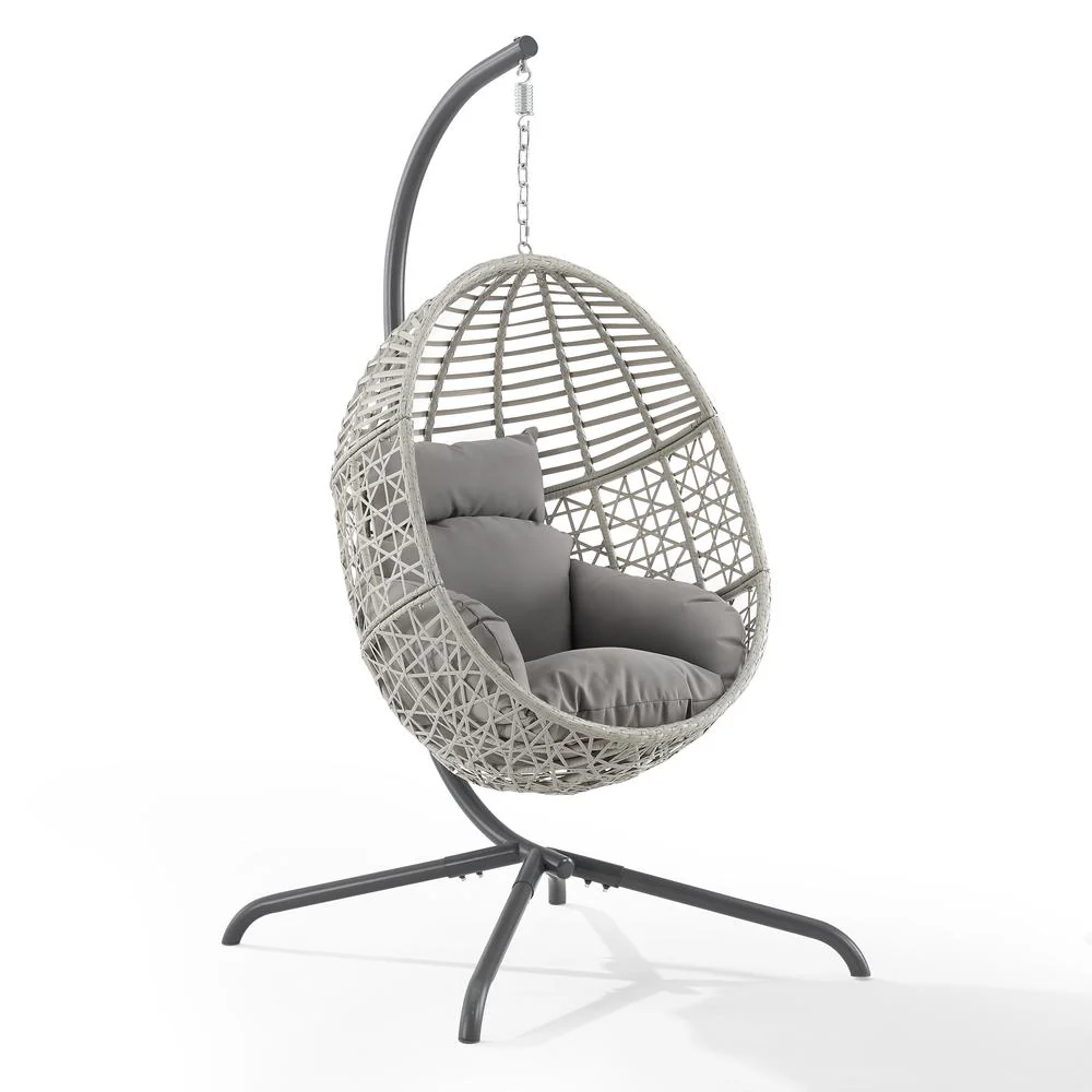 Lorelei Indoor/Outdoor Wicker Hanging Egg Chair Gray/Light Gray - Egg Chair & Stand By Crosley