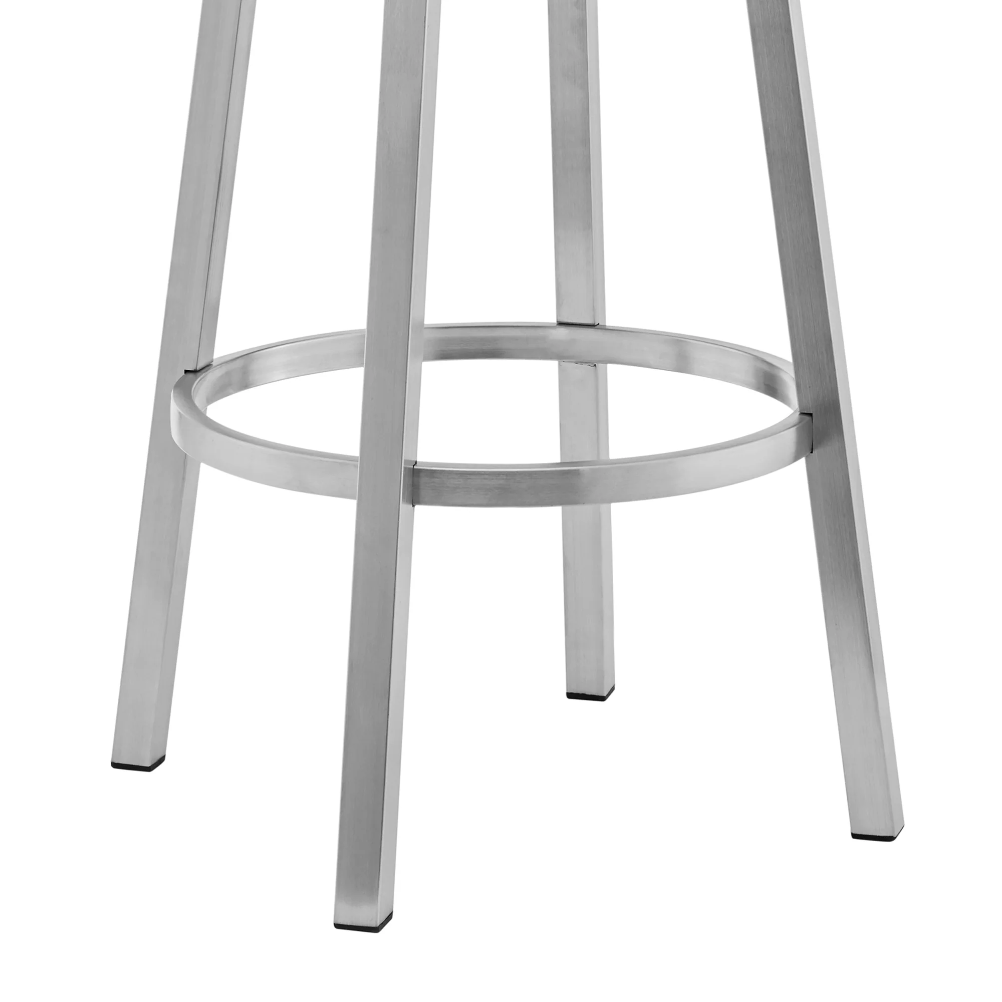Lorin 30" Gray Faux Leather and Brushed Stainless Steel Swivel Bar Stool By Armen Living - Image 7