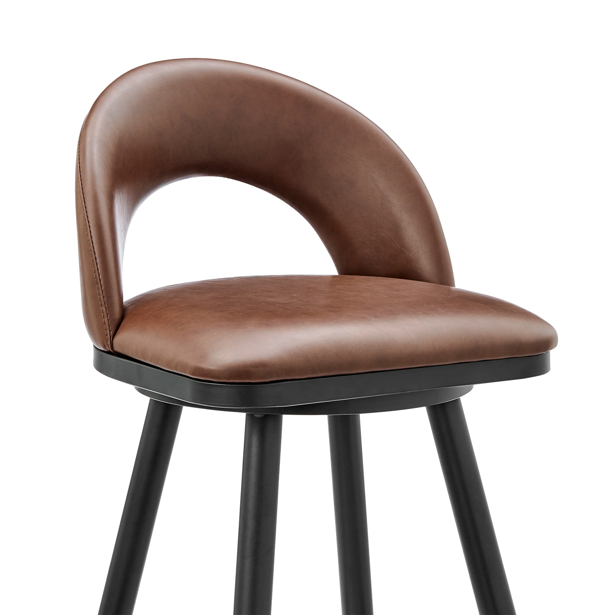 Lottech Swivel Bar Stool in Black Metal with Grey Faux Leather By Armen Living - Image 17