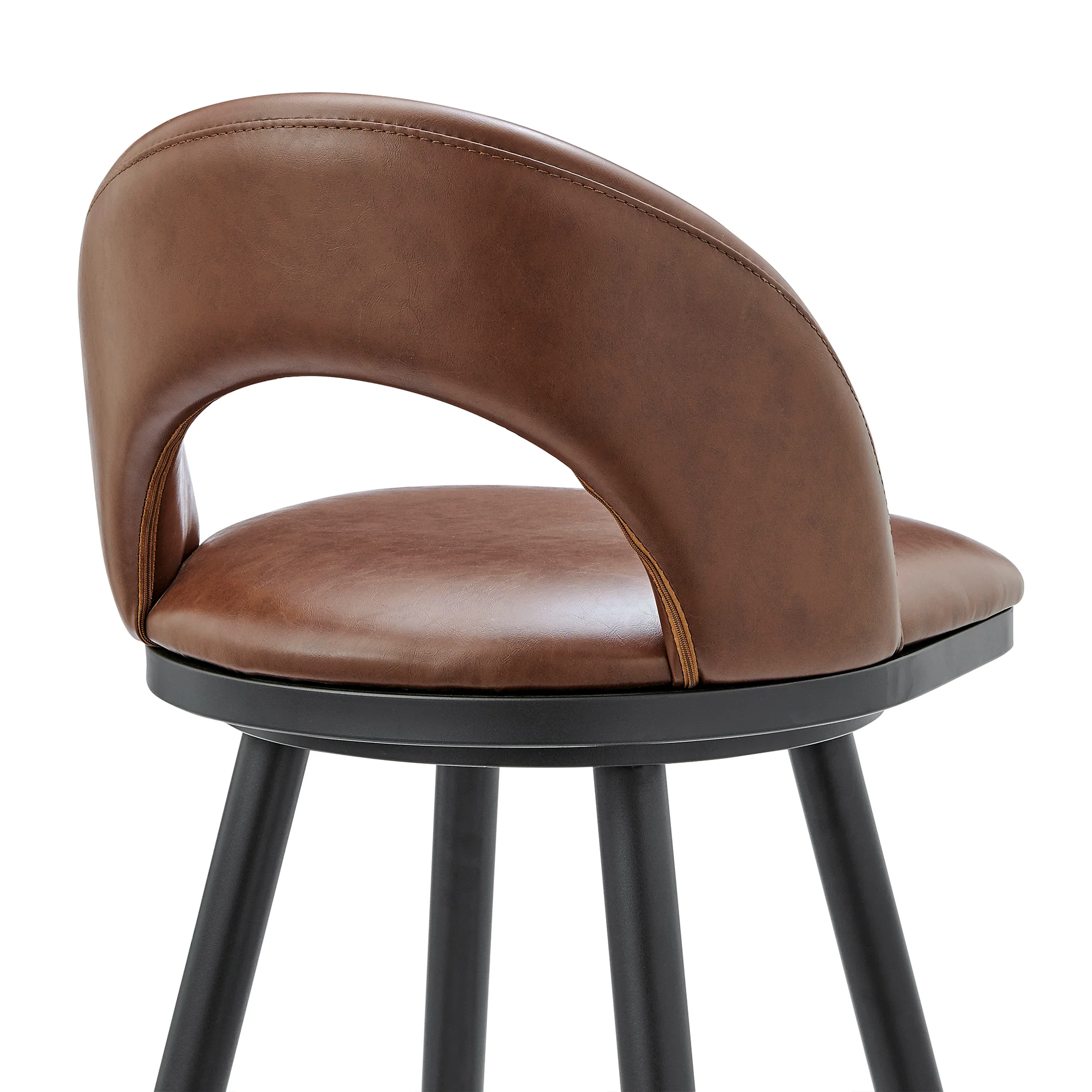 Lottech Swivel Counter Stool in Black Metal and Grey Faux Leather By Armen Living - Image 20