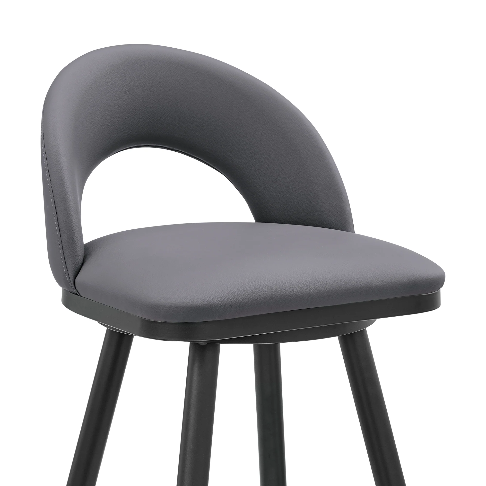 Lottech Swivel Counter Stool in Black Metal and Grey Faux Leather By Armen Living - Image 7