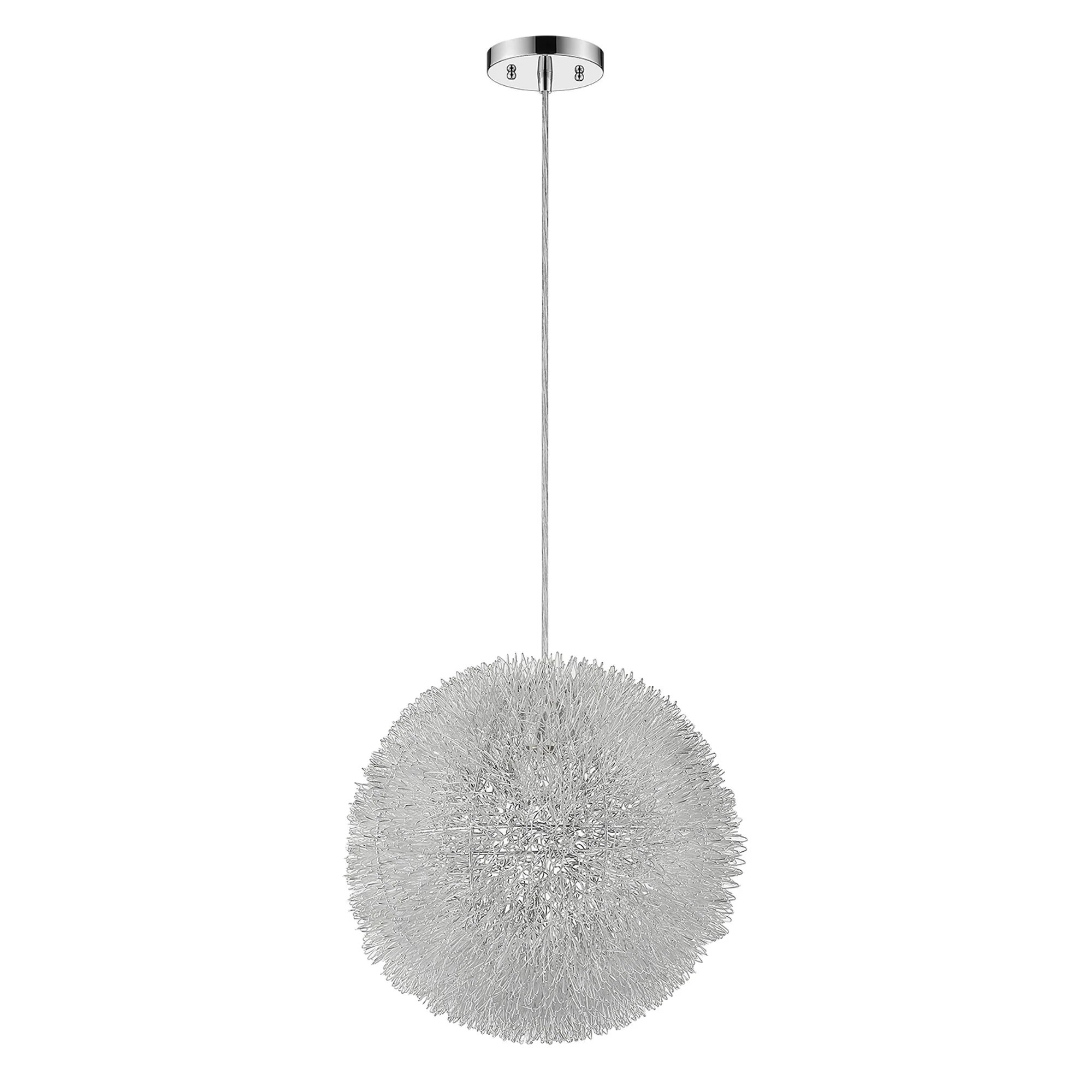 Luminary 1-Light Metallic Silver Pendant With Hand Woven Aluminum Wire Shade (12") By Homeroots