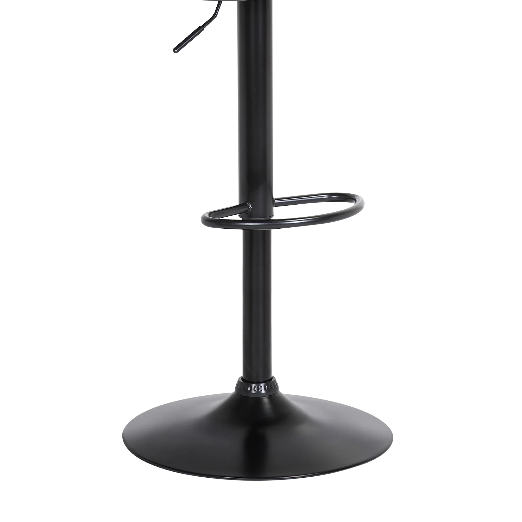 Lydia Adjustable Walnut Wood Bar Stool in Cream Faux Leather with Black Metal By Armen Living - Image 8