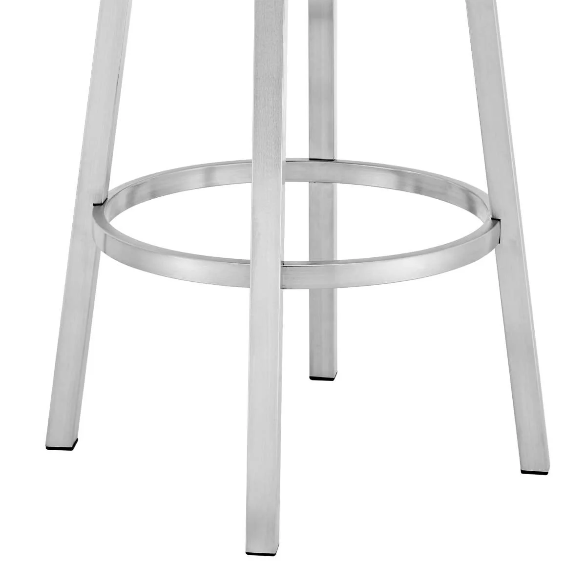 Madrid 30" Bar Height Swivel Green Faux leather and Brushed Stainless Steel Bar Stool By Armen Living - Image 6
