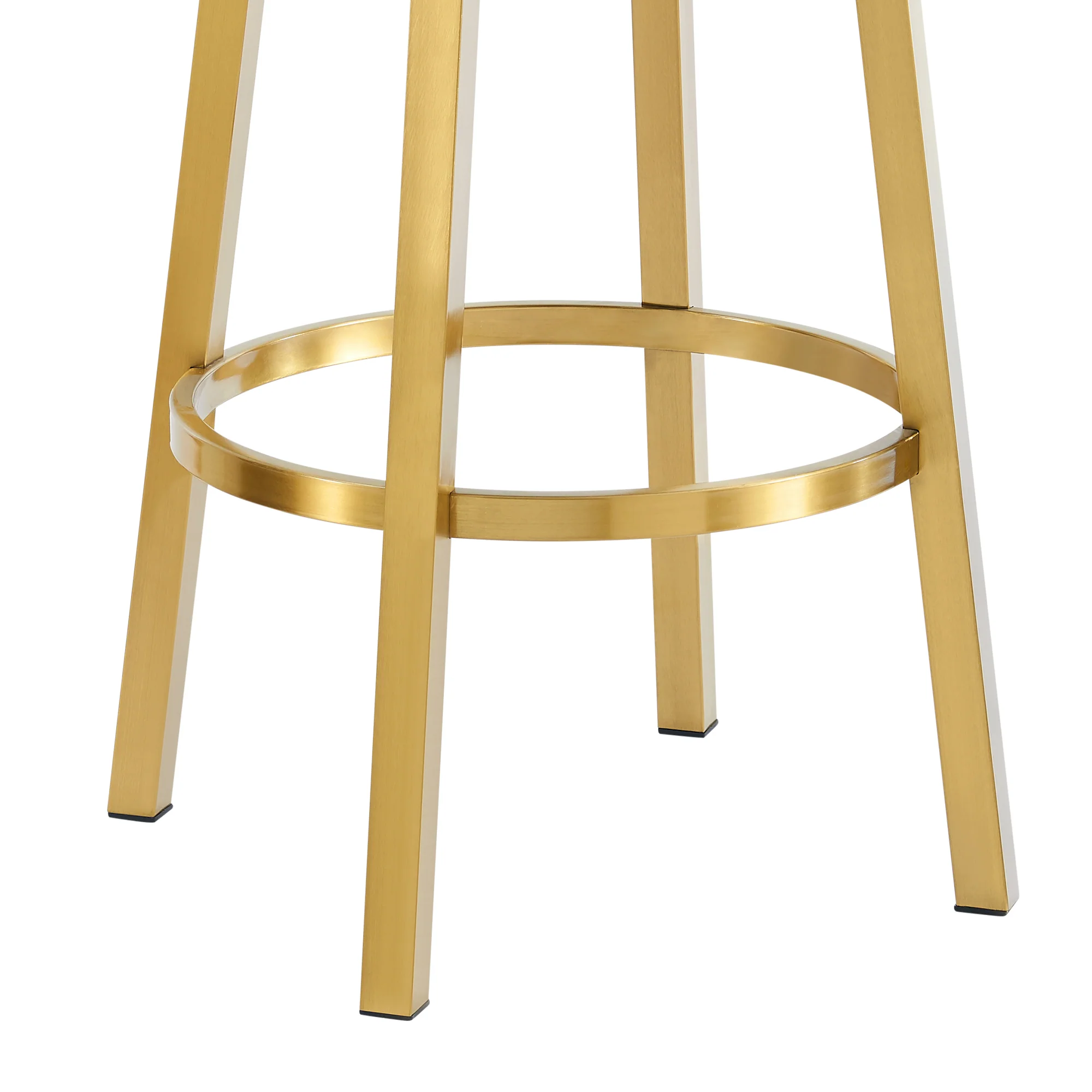 Madrid 30" Swivel Counter Stool with Gold Brushed Stainless Steel and Vintage Gray Faux Leather By Armen Living - Image 8