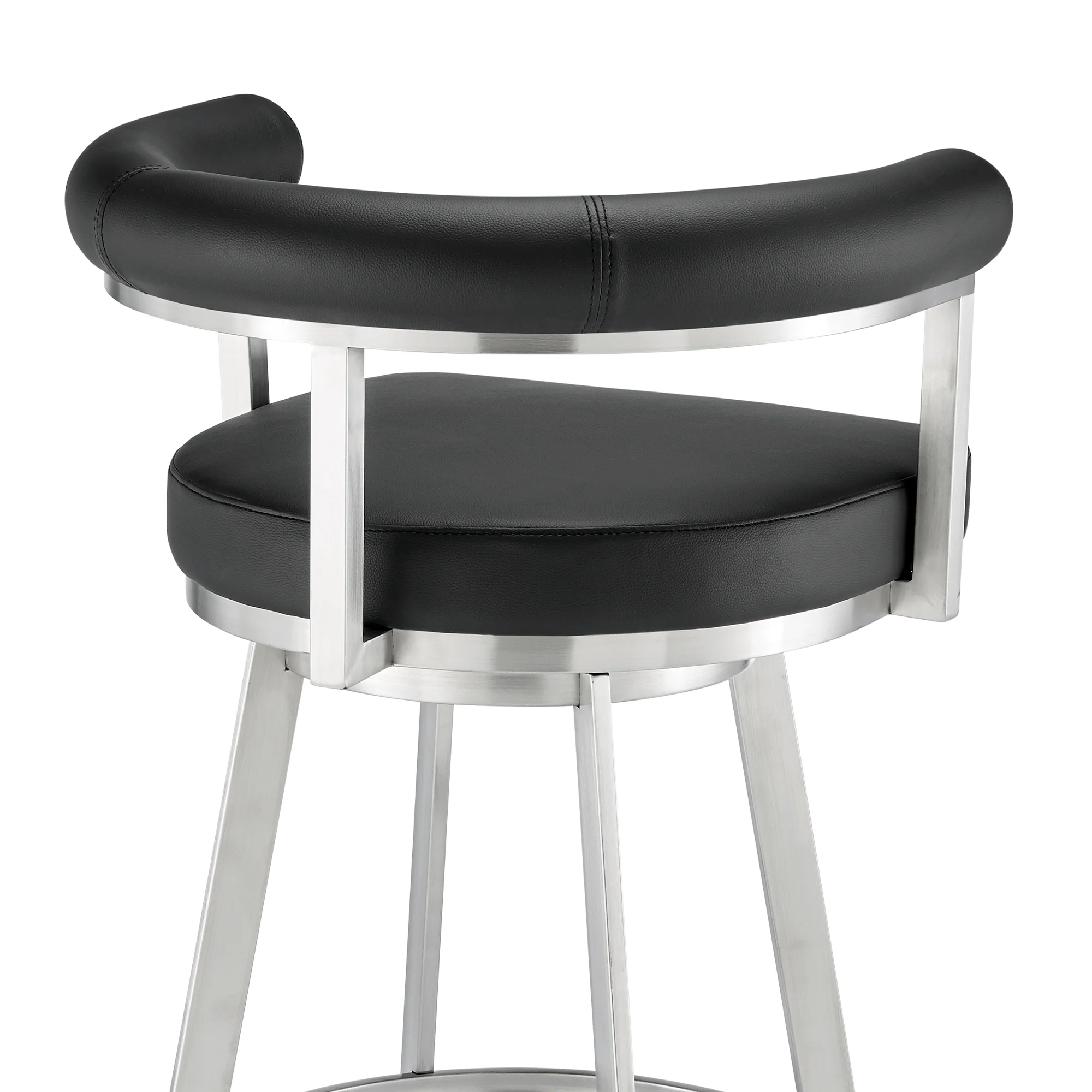 Magnolia 26" Swivel Counter Stool in Black Metal with Brown Faux Leather By Armen Living - Image 18