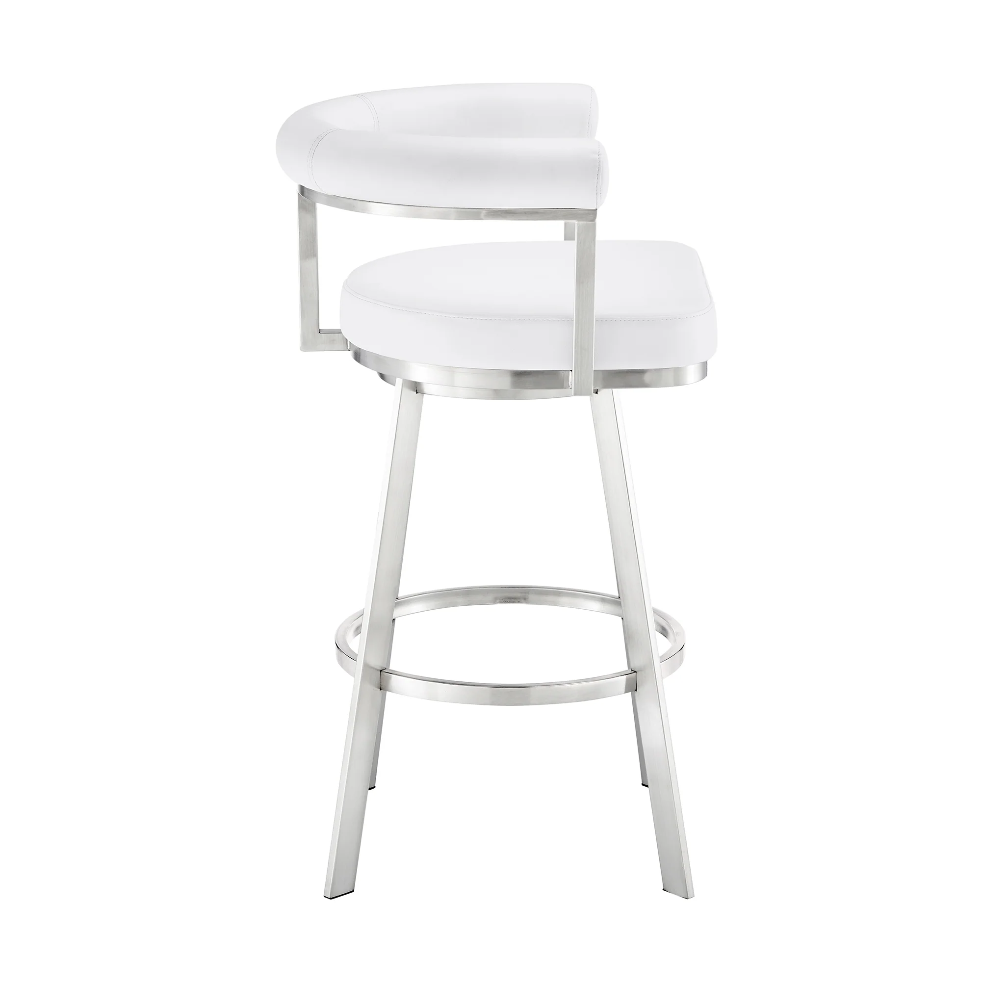 Magnolia 26" Swivel Counter Stool in Black Metal with Brown Faux Leather By Armen Living - Image 31
