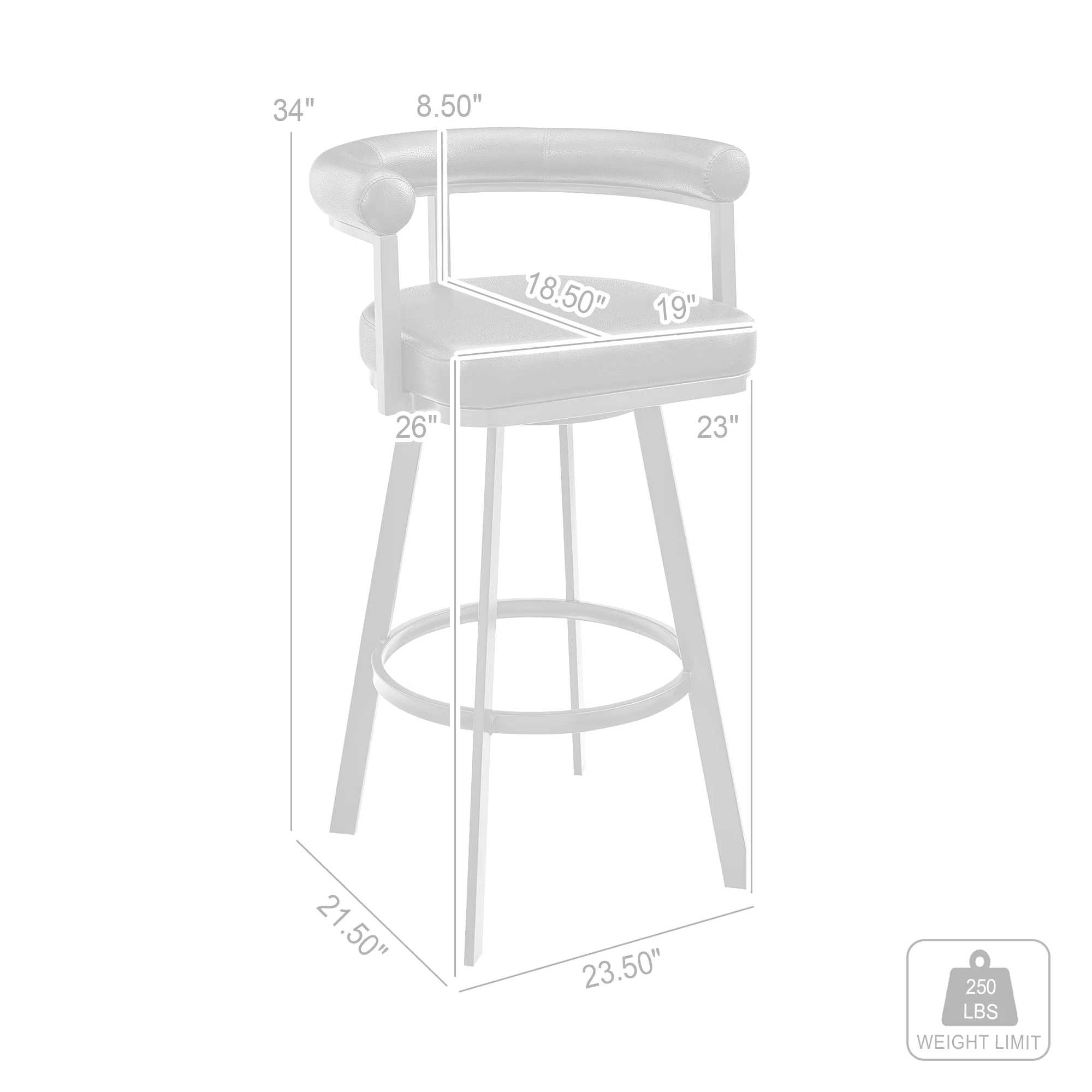 Magnolia 26" Swivel Counter Stool in Black Metal with Brown Faux Leather By Armen Living - Image 35