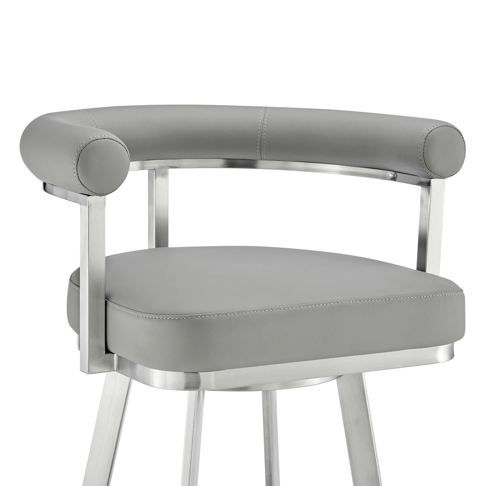 Magnolia 30" Swivel Bar Stool in Brushed Stainless Steel with Black Faux Leather By Armen Living - Image 16