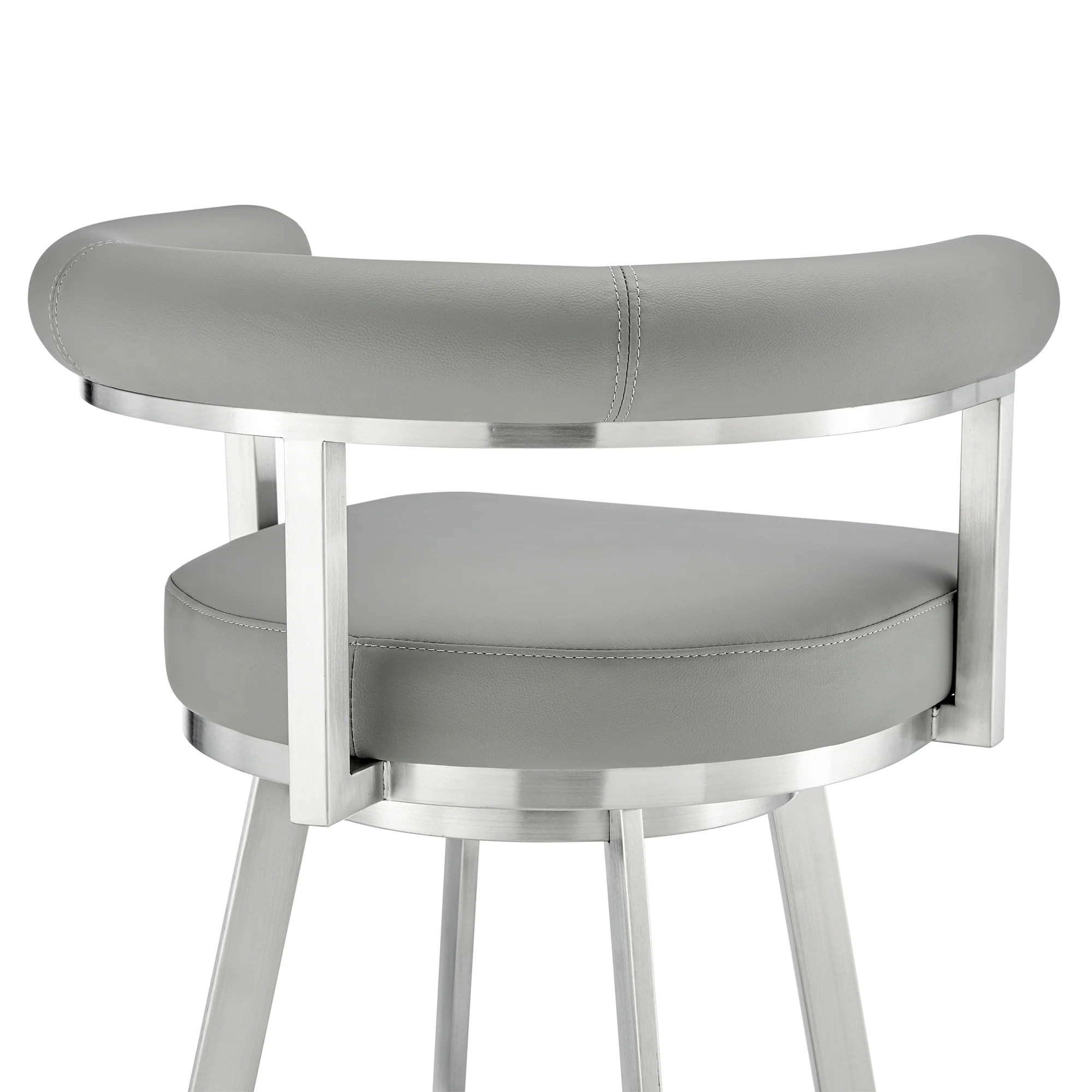 Magnolia 30" Swivel Bar Stool in Brushed Stainless Steel with Black Faux Leather By Armen Living - Image 18
