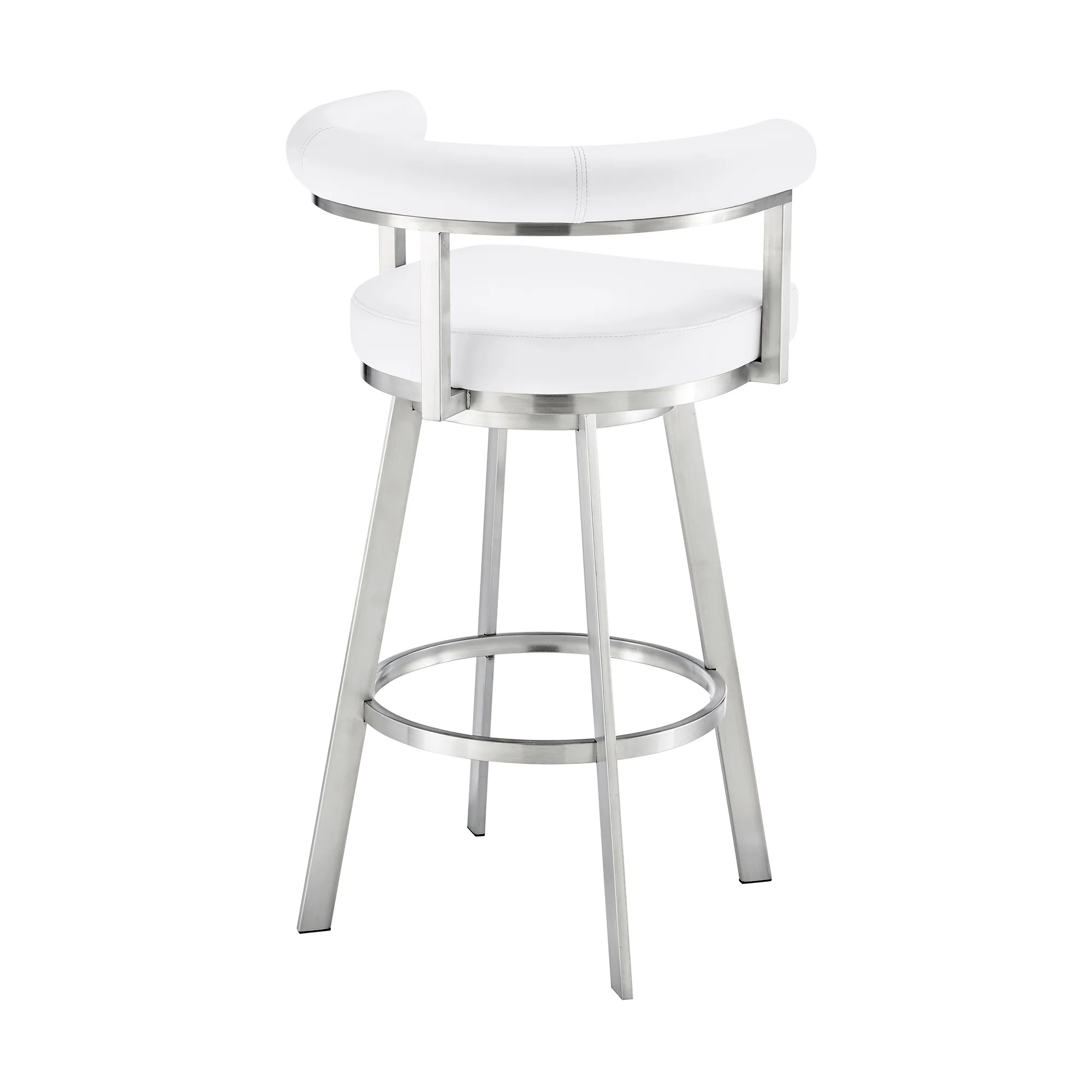 Magnolia 30" Swivel Bar Stool in Brushed Stainless Steel with Black Faux Leather By Armen Living - Image 23