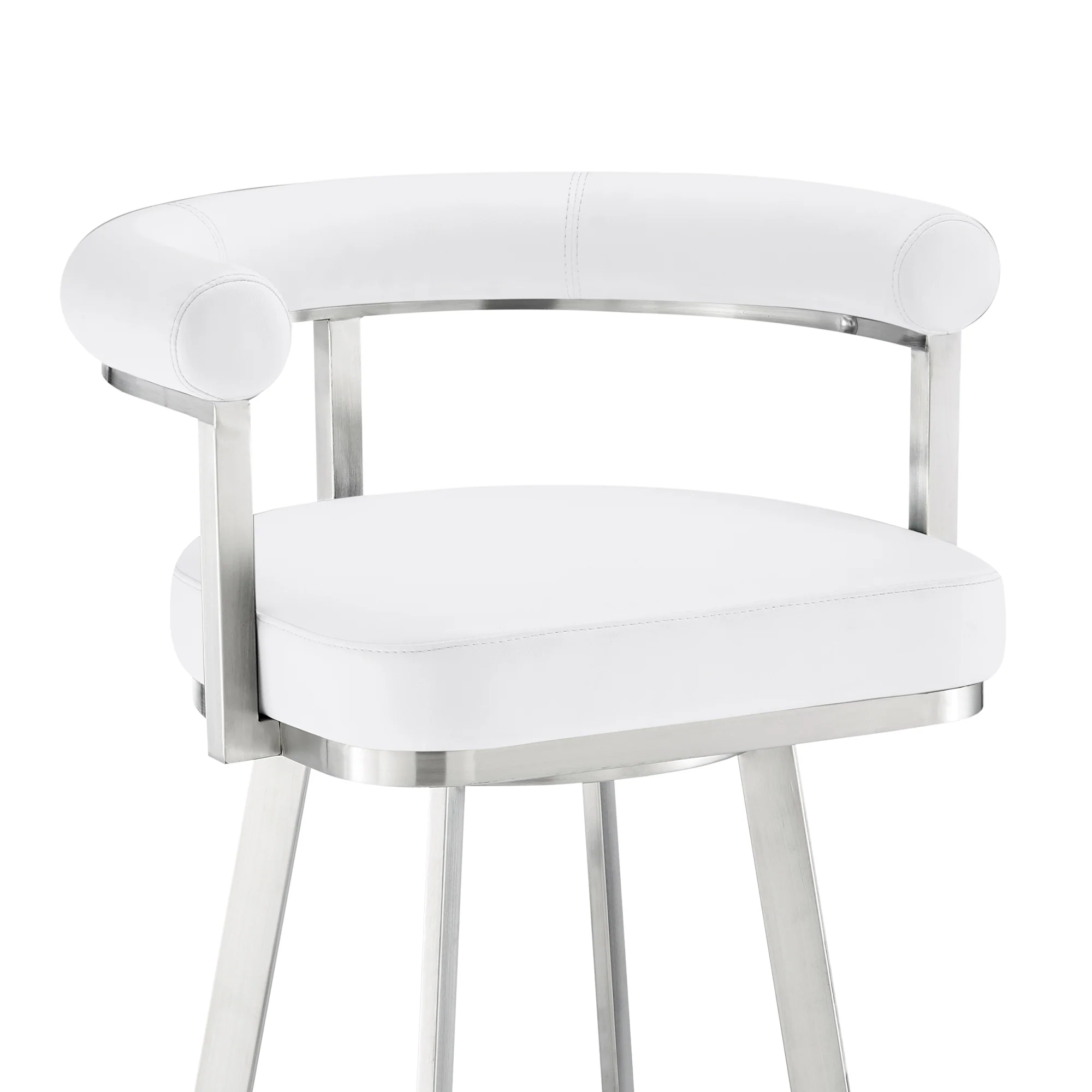 Magnolia 30" Swivel Bar Stool in Brushed Stainless Steel with Black Faux Leather By Armen Living - Image 25