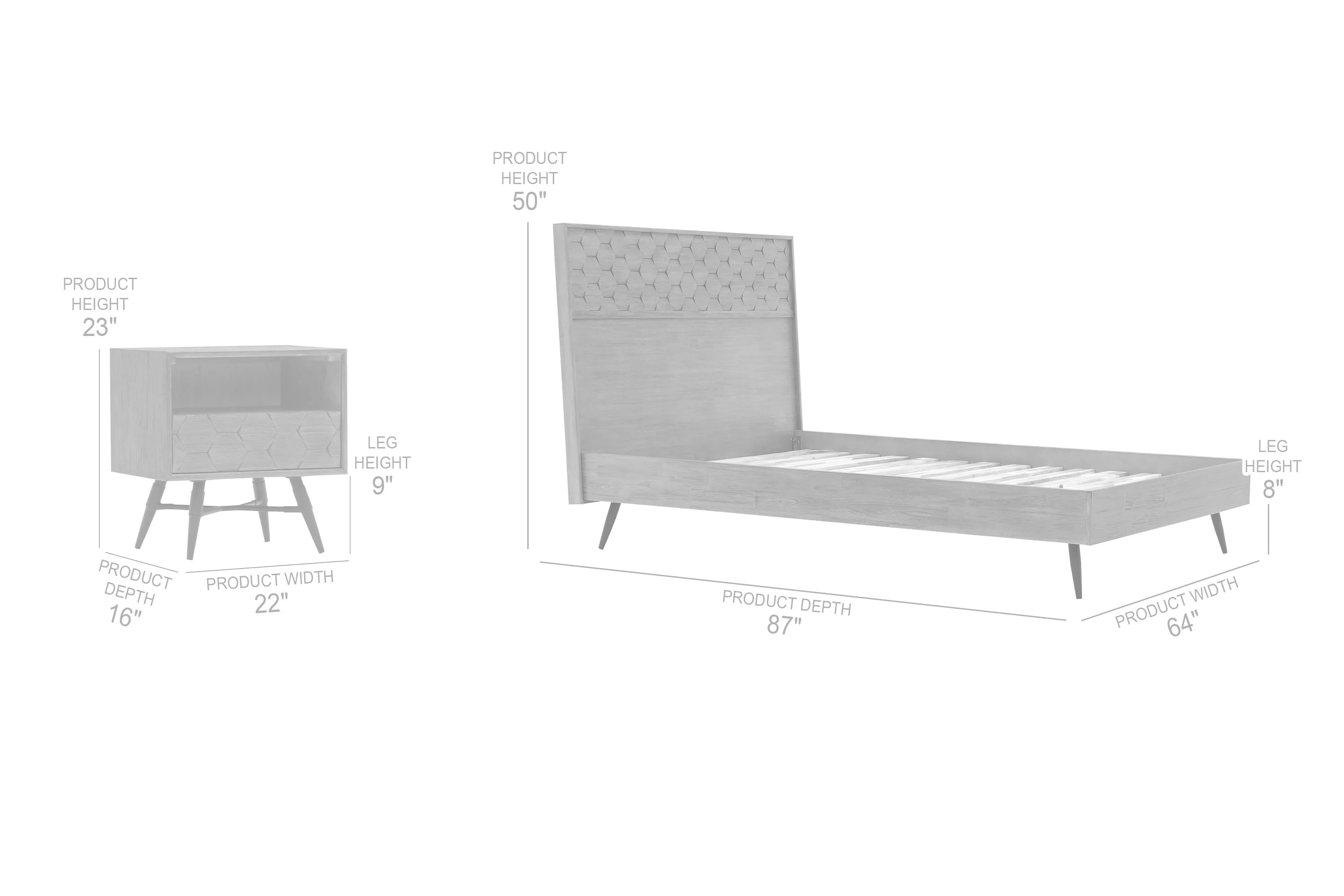 Makena 3 Piece Queen Bedroom Set in Grey Acacia Wood By Armen Living - Image 8