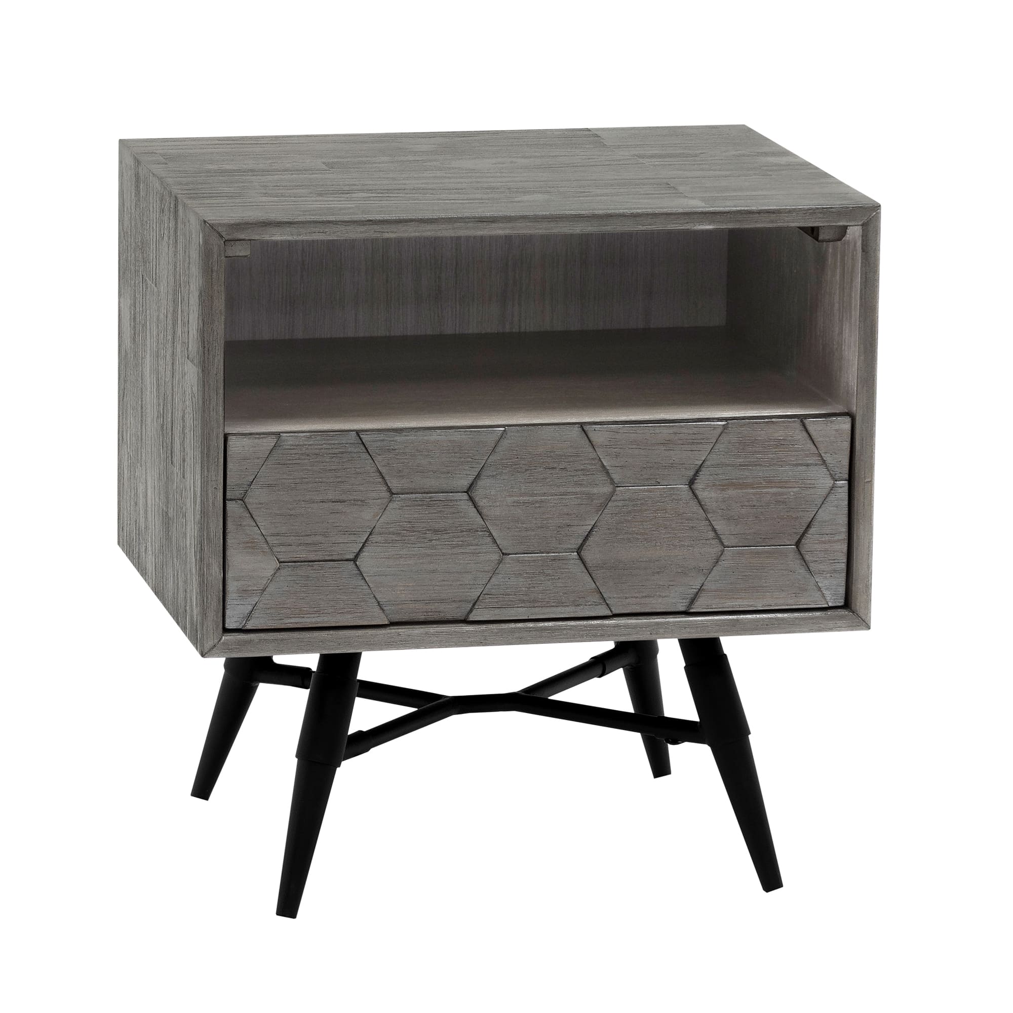 Makena 4 Piece Queen Bedroom Set in Grey Acacia Wood By Armen Living - Image 10