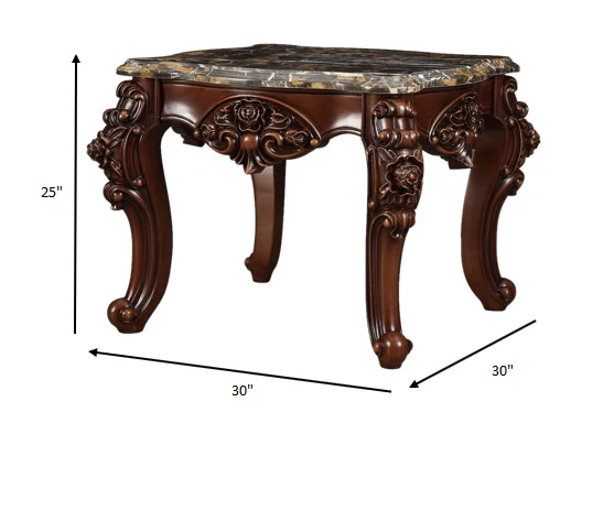 Marble Walnut Wood End Table By Homeroots - 347443 - Image 4