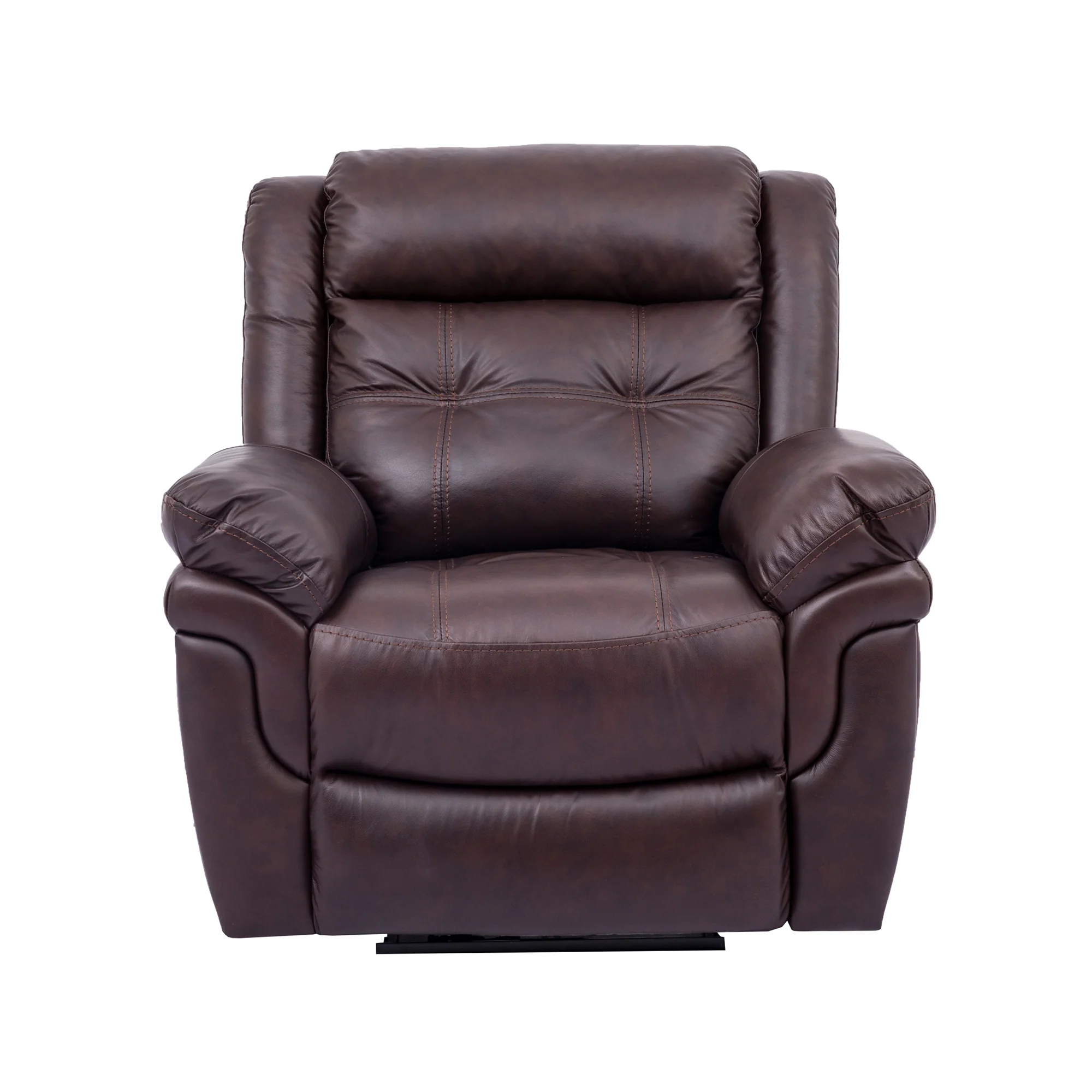 Marcel Manual Recliner Chair in Dark Brown Leather By Armen Living - Image 4