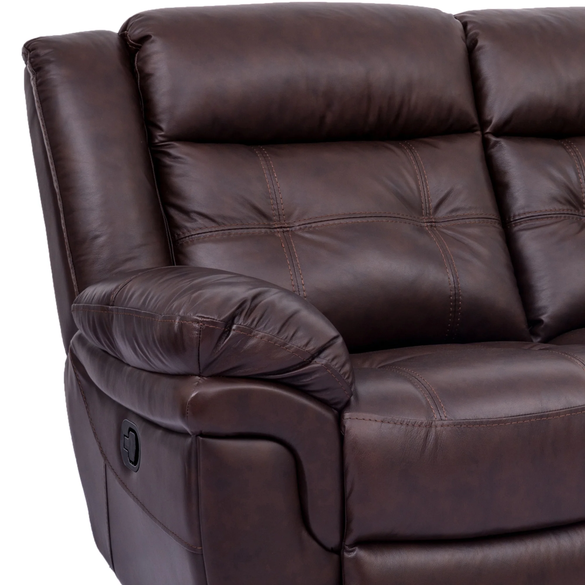 Marcel Manual Reclining 2 Piece Sofa and Recliner Set in Dark Brown Leather By Armen Living - Image 7