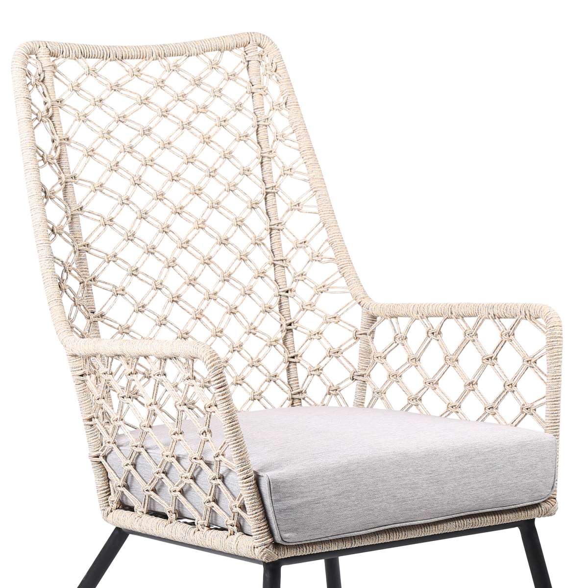 Marco Indoor Outdoor Steel Lounge Chair with Grey Rope and Grey Cushion By Armen Living - Image 11