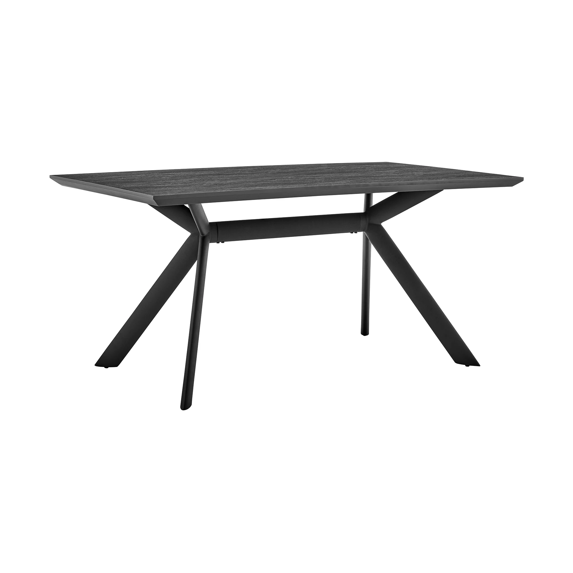 Margot and Rylee 7 Piece Modern Rectangular Dining Set in Black Melamine Wood and Blue Fabric By Armen Living - Image 14