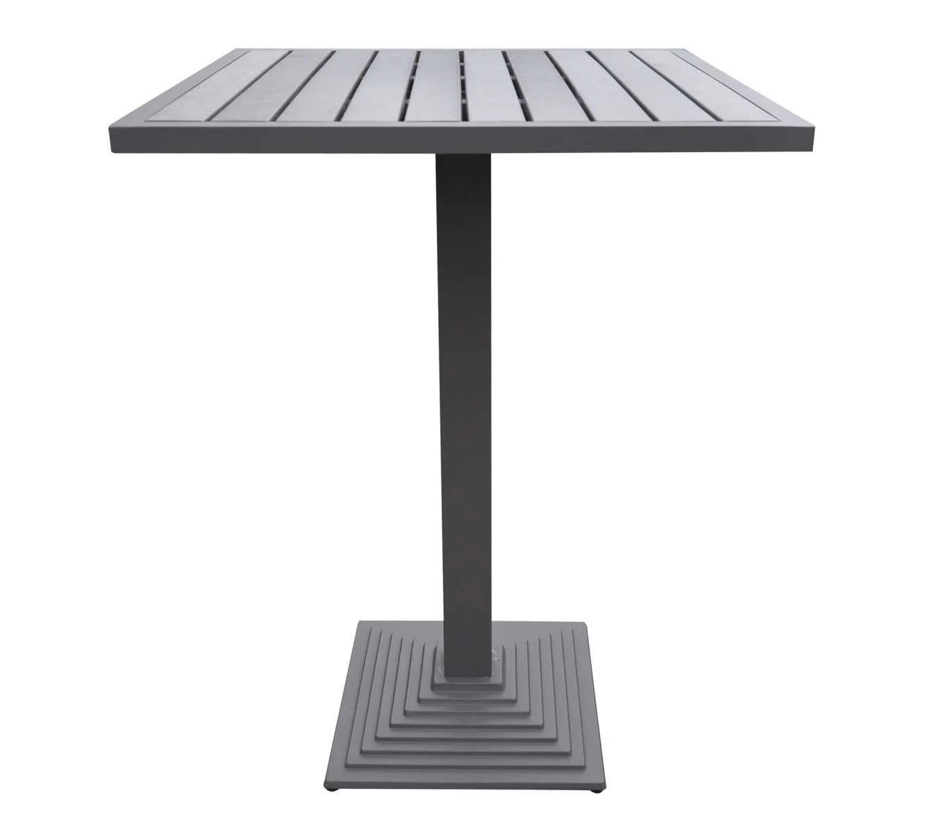 Marina Outdoor Patio Set Grey Finish and Grey Wood Top (Table with 4 barstools) By Armen Living - Image 6