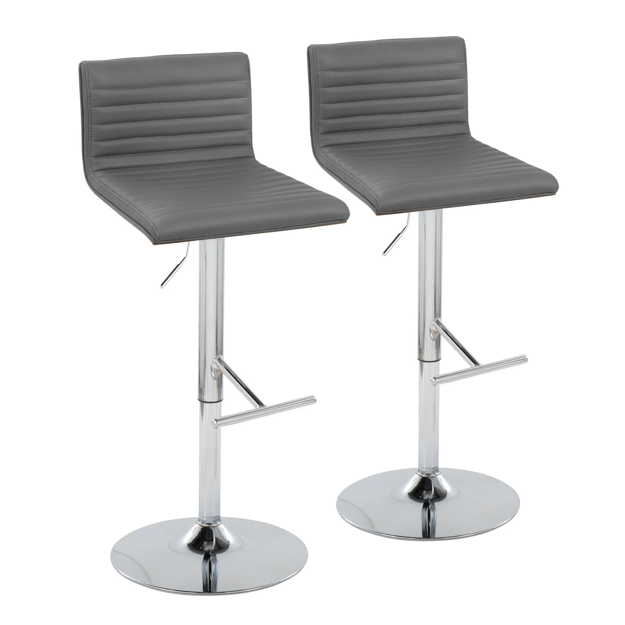 Mason Adjustable Barstool - Set of 2 Gray By LumiSource - BS-MASONPU-STRT2 CHRWLGY2