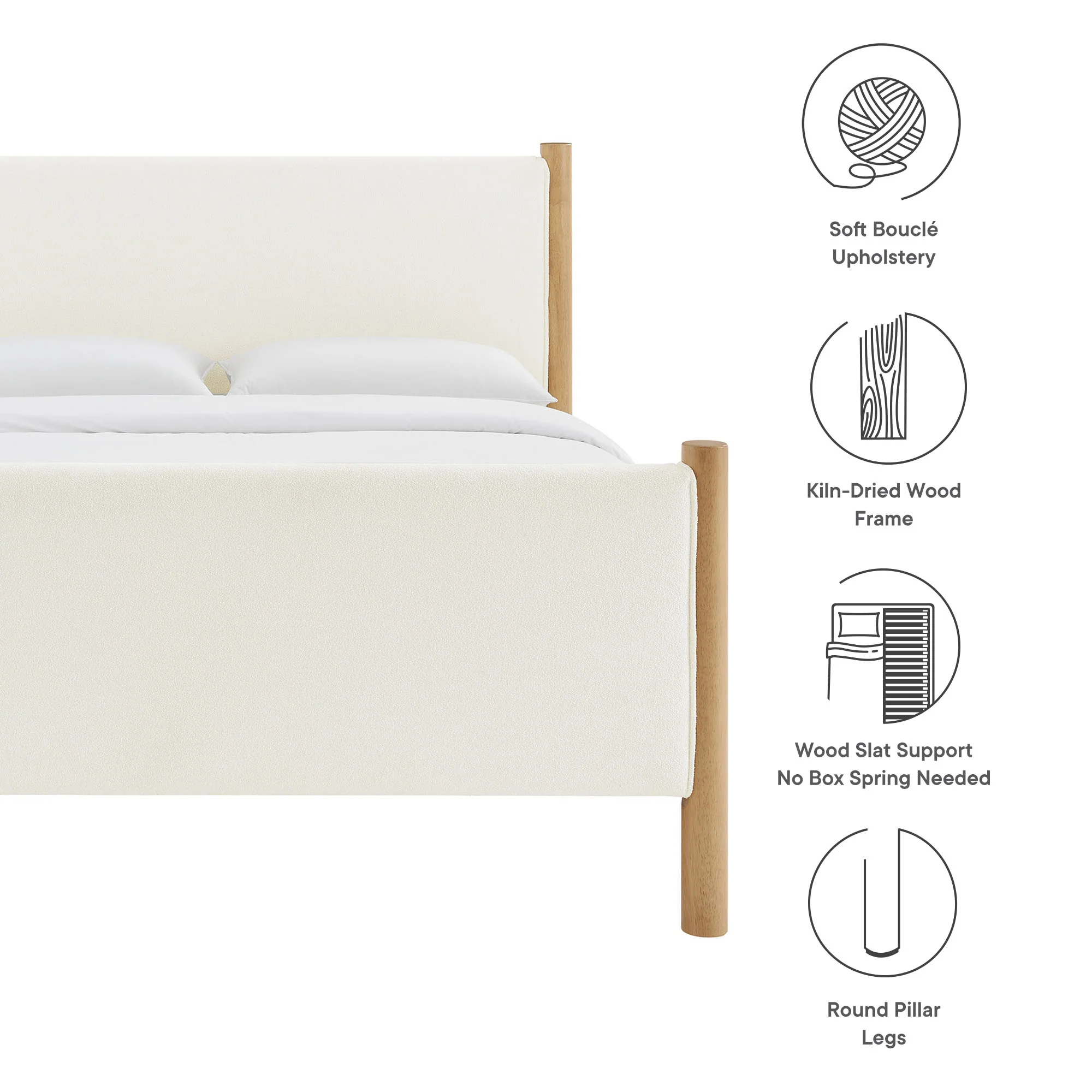 Maven Full Size Boucle Upholstered Platform Bed by Modway - Image 8