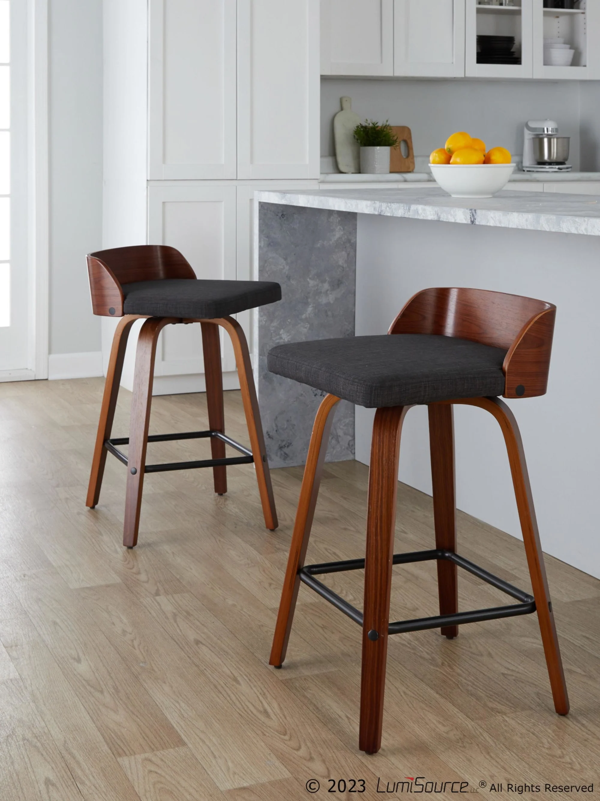 Maya 24" Fixed-Height Counter Stool - Set of 2 By LumiSource - B24-MAYAFB-GRTZX2 WLWLCHAR2