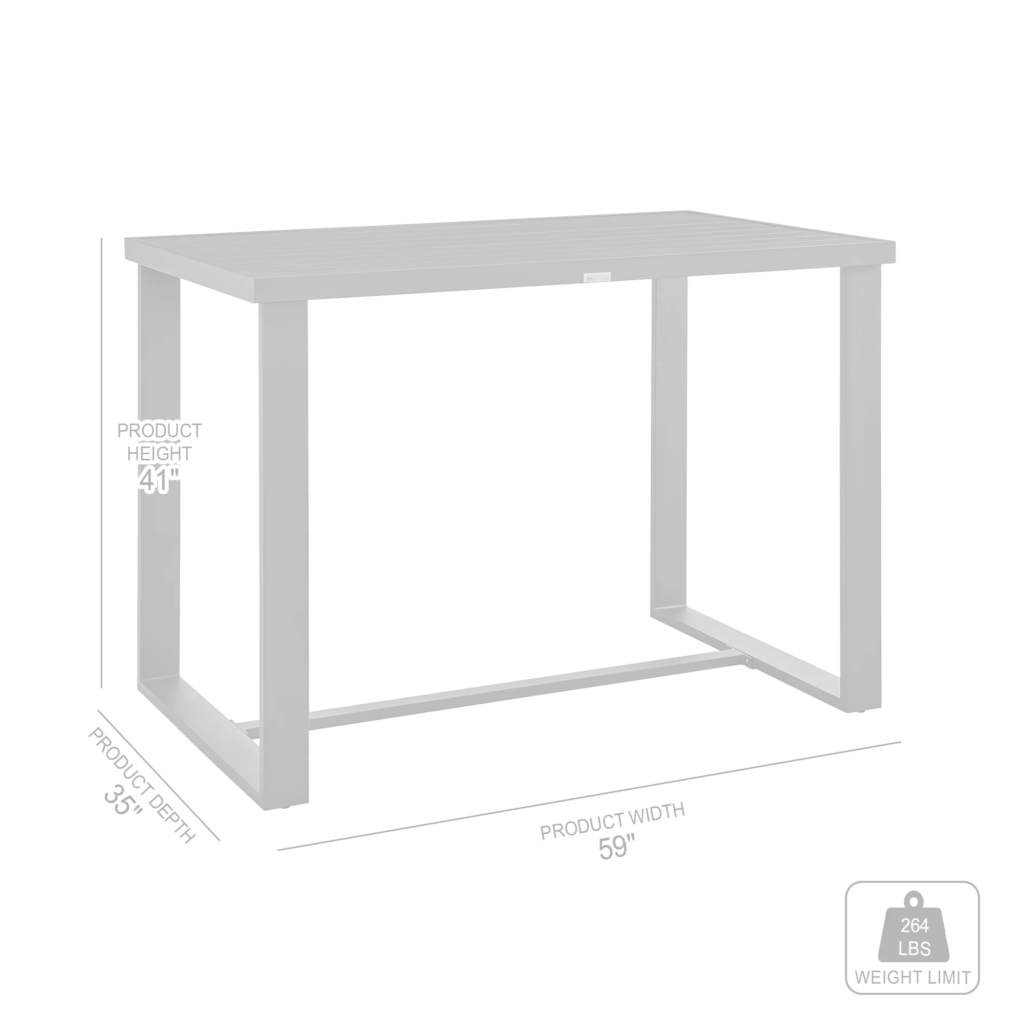 Menorca Outdoor Patio 5-Piece Bar Table Set in Aluminum with Gray Cushions By Armen Living - Image 10