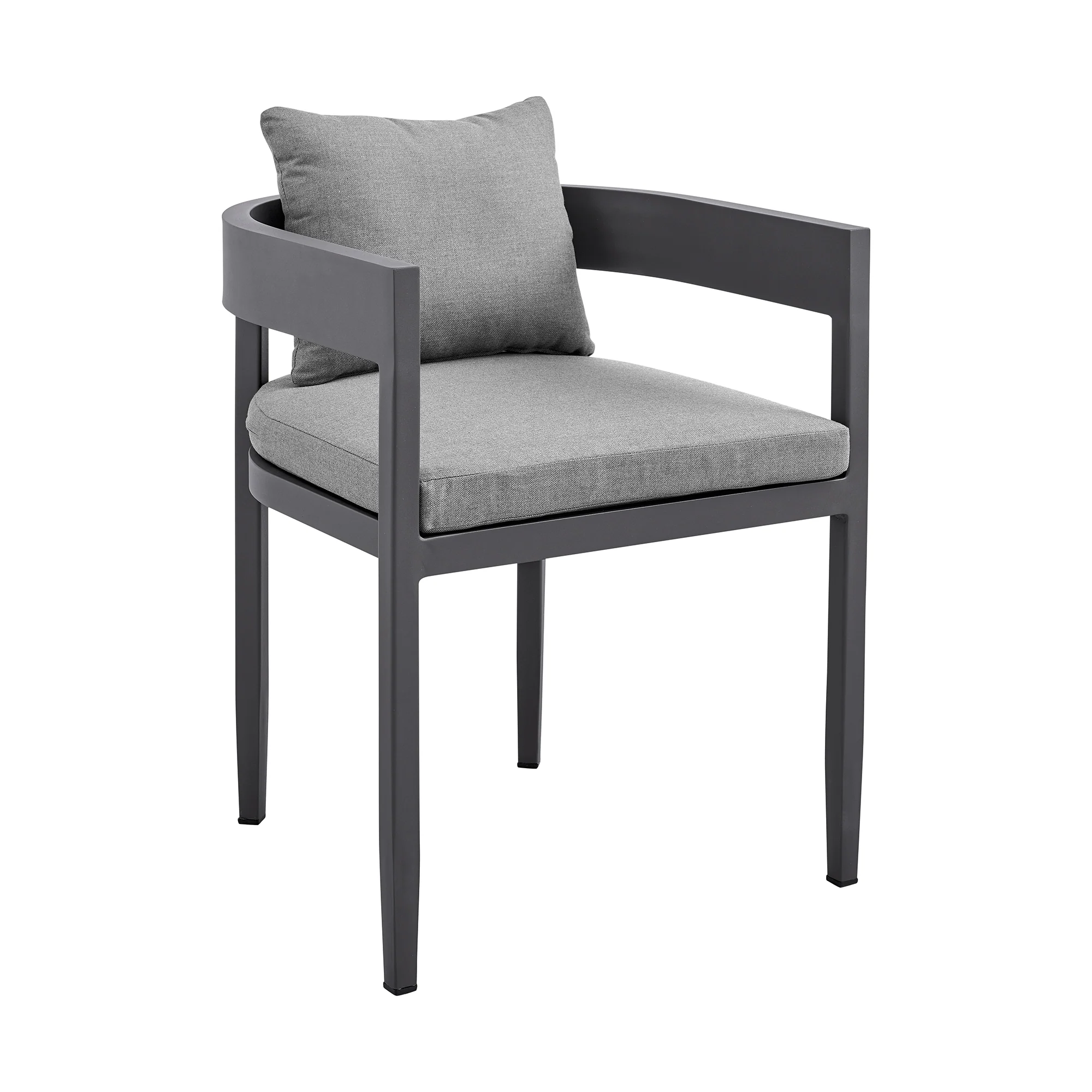 Menorca Outdoor Patio Dining Chairs in Aluminum with Gray Cushions - Set of 2 By Armen Living - Image 4