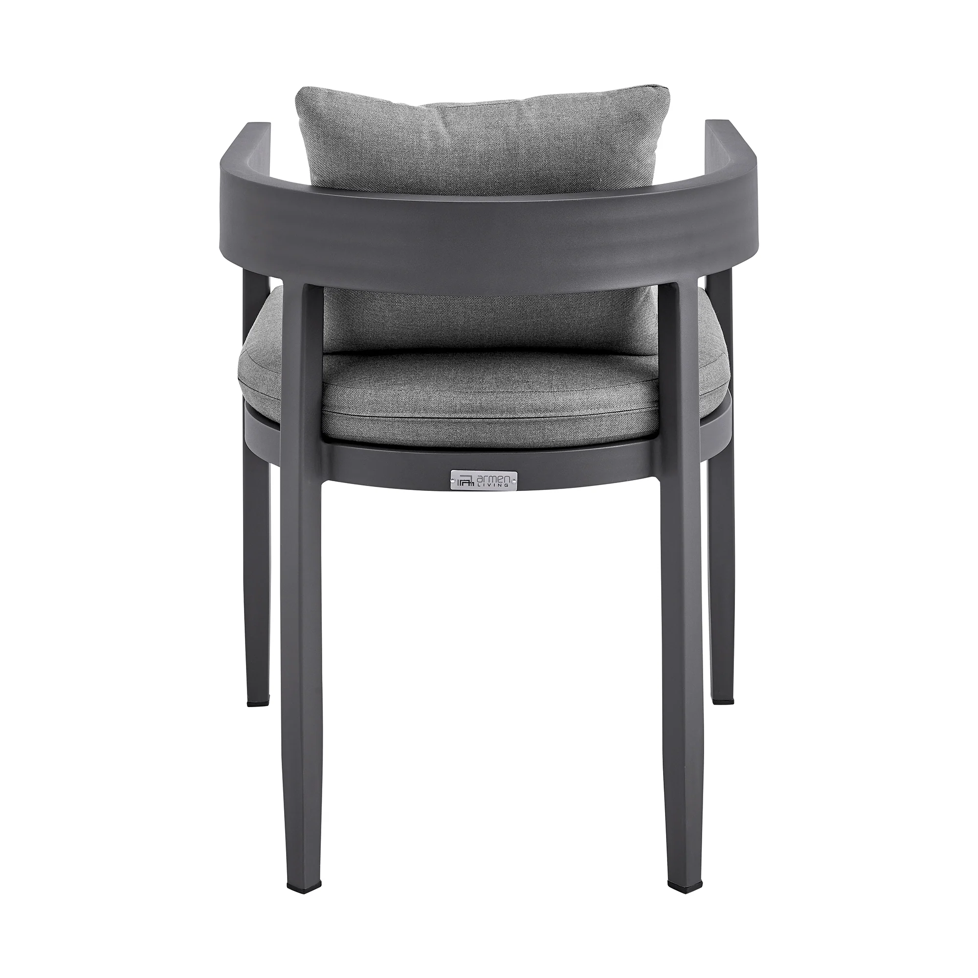 Menorca Outdoor Patio Dining Chairs in Aluminum with Gray Cushions - Set of 2 By Armen Living - Image 8