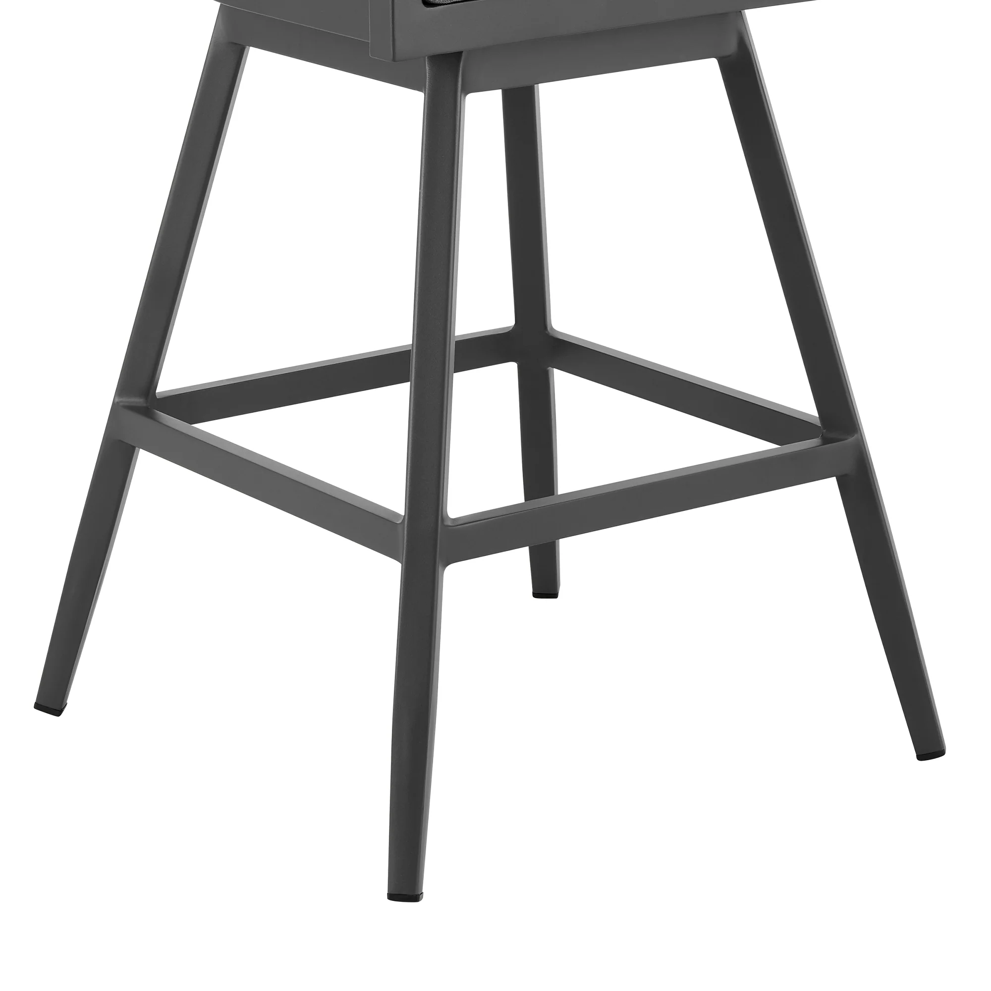 Menorca Outdoor Patio Swivel Counter Stool in Aluminum with Gray Cushions By Armen Living - Image 7