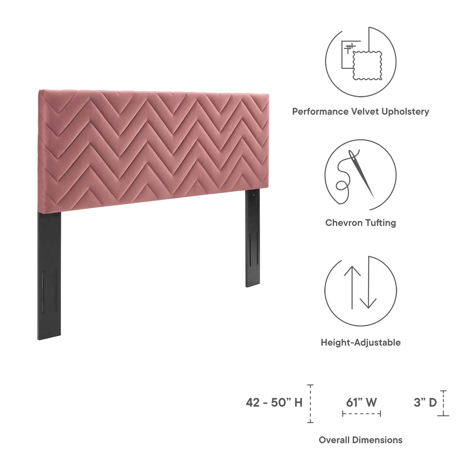 Mercy Chevron Tufted Performance Velvet Full/Queen Headboard By Modway - MOD-6659 - Image 13