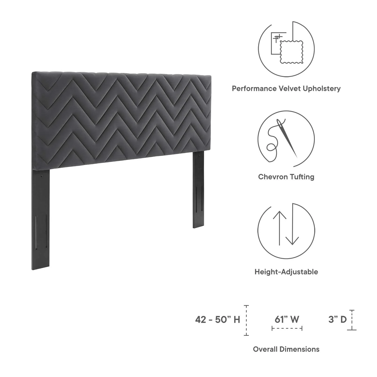 Mercy Chevron Tufted Performance Velvet Full/Queen Headboard By Modway - MOD-6659 - Image 6