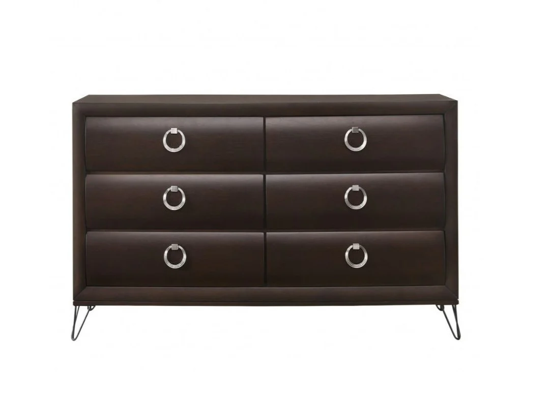 Merlot Solid and Manufactured Wood Six Drawer Double Dresser By Homeroots
