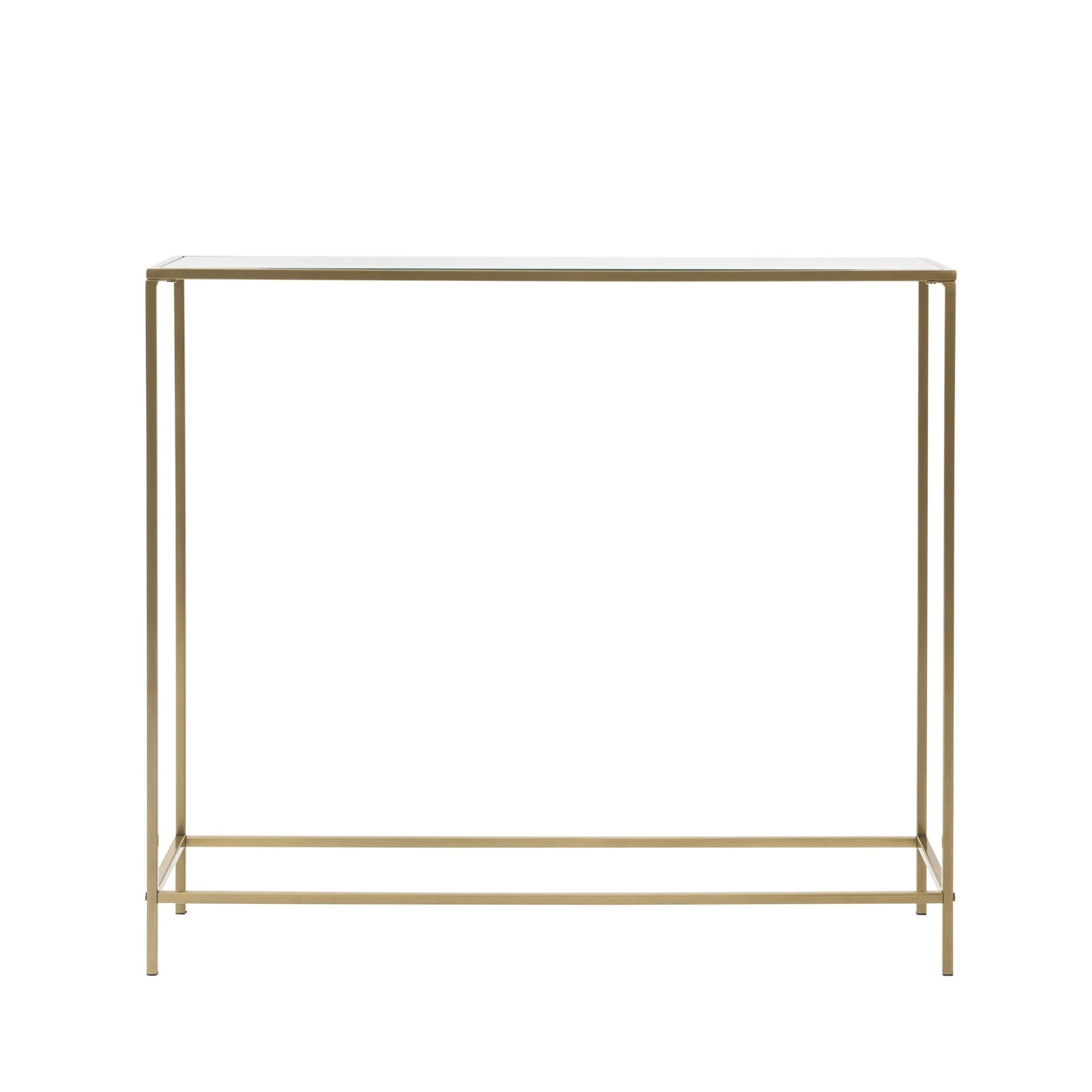 Minimalist Clear Glass and Gold Console Table By Homeroots