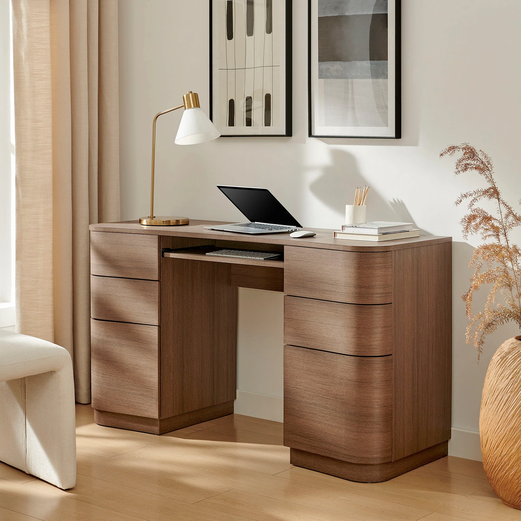 Mirae 55" 6-Drawer Curved Office Desk by Modway