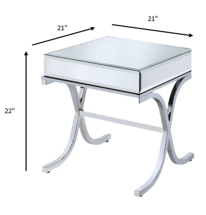 Mirrored Top And Chrome End Table By Homeroots - Image 5