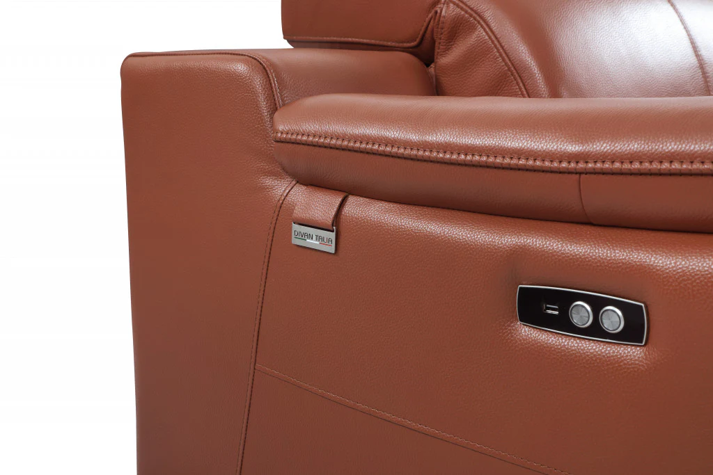 Mod Camel Brown Italian Leather Recliner Chair By Homeroots - Image 5