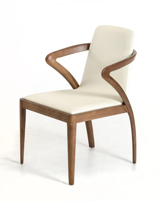 Mod Walnut Wood And Cream Faux Dining Chair By Homeroots