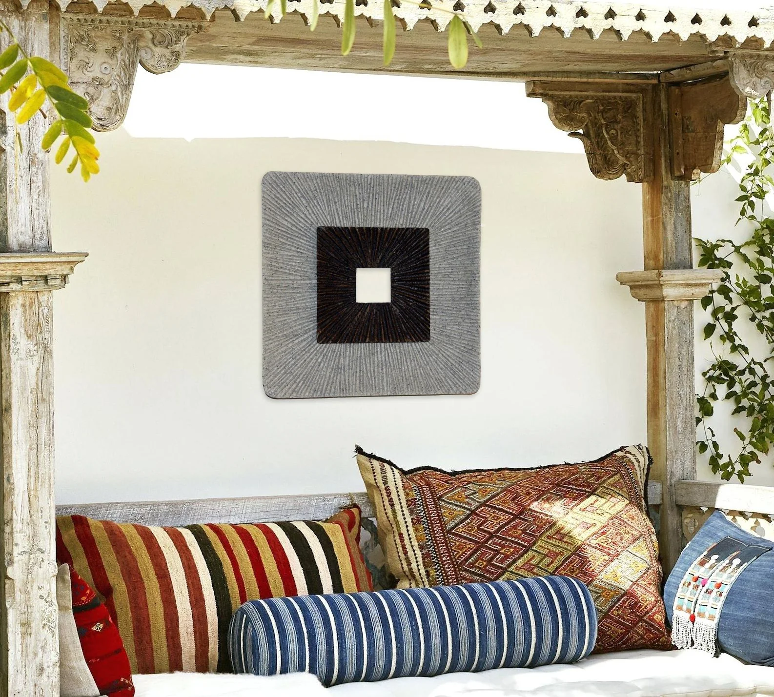 Modern Brown and Gray Ribbed Square Wall Art By Homeroots