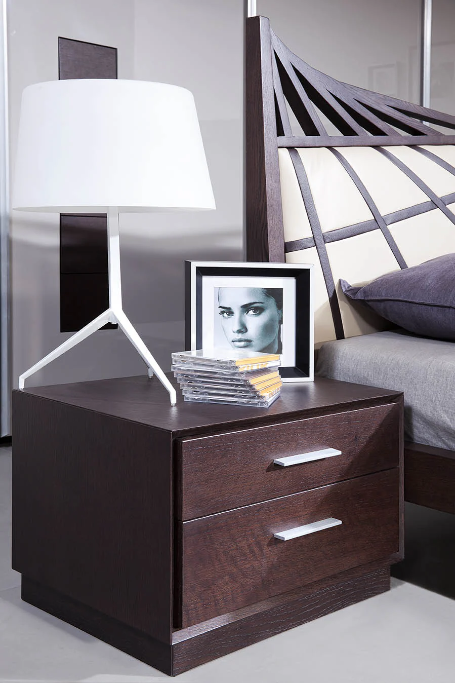 Modern Brown Oak Finish Two Drawer Nightstand By Homeroots