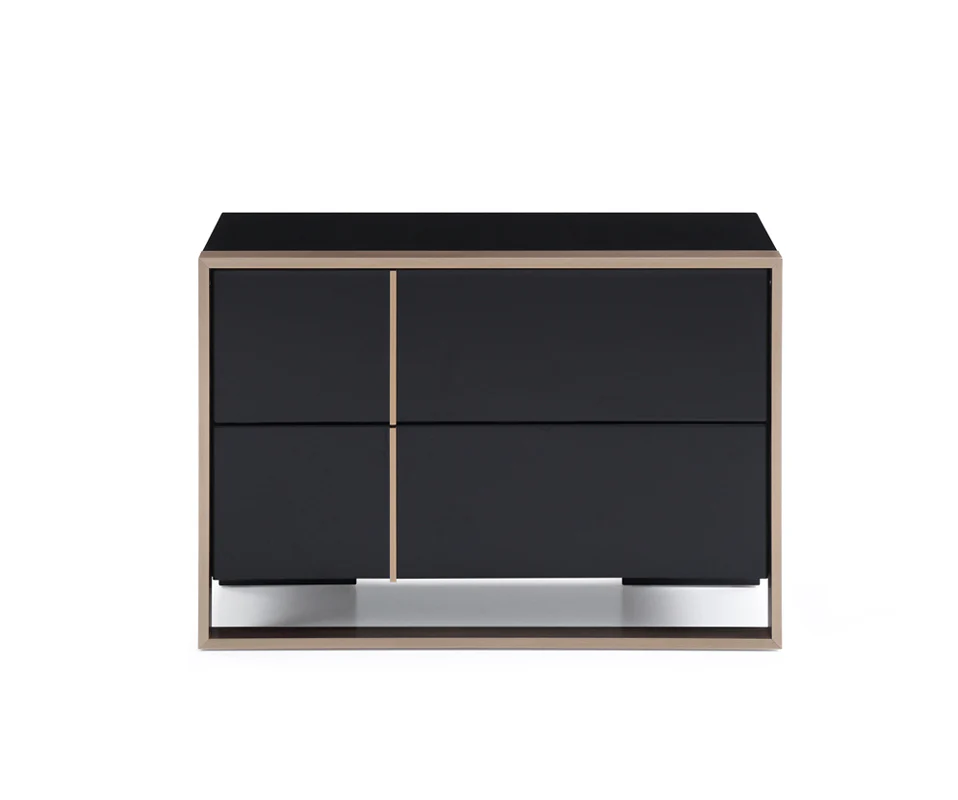 Modern Brushed Black And Bronze Nightstand By Homeroots