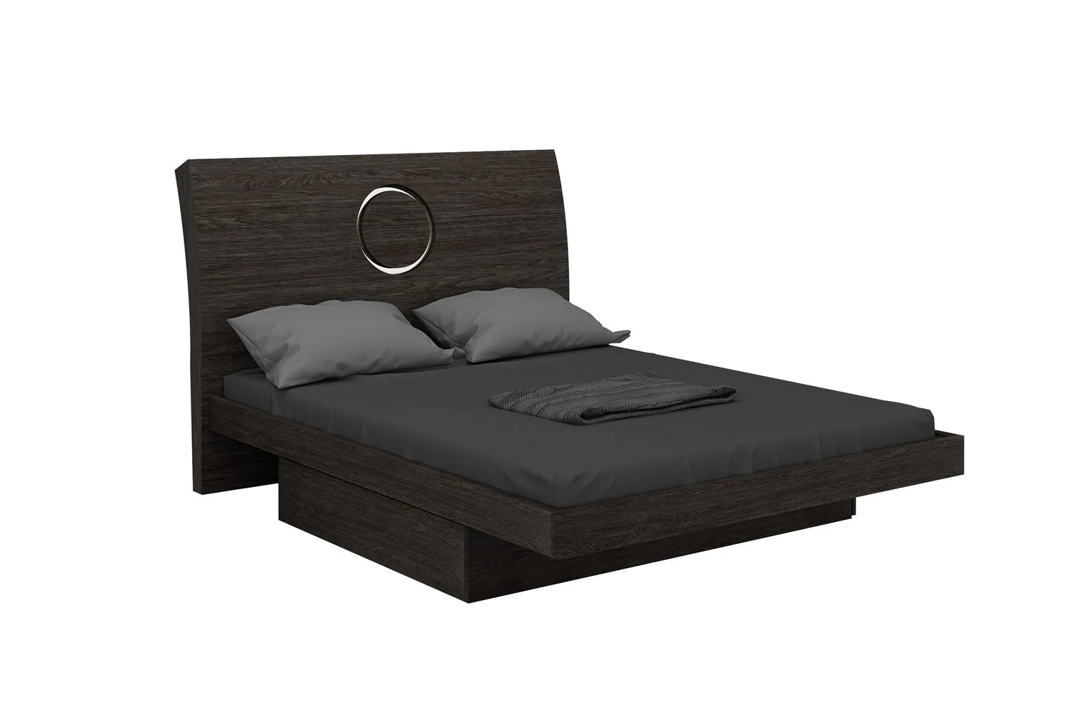 Modern California King Gray High Gloss Bed By Homeroots - Image 2