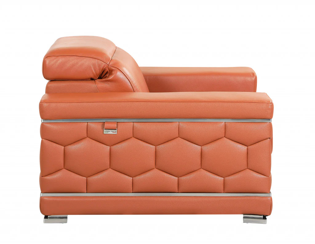 Modern Camel Leather Sofa And Loveseat  By Homeroots - Image 5