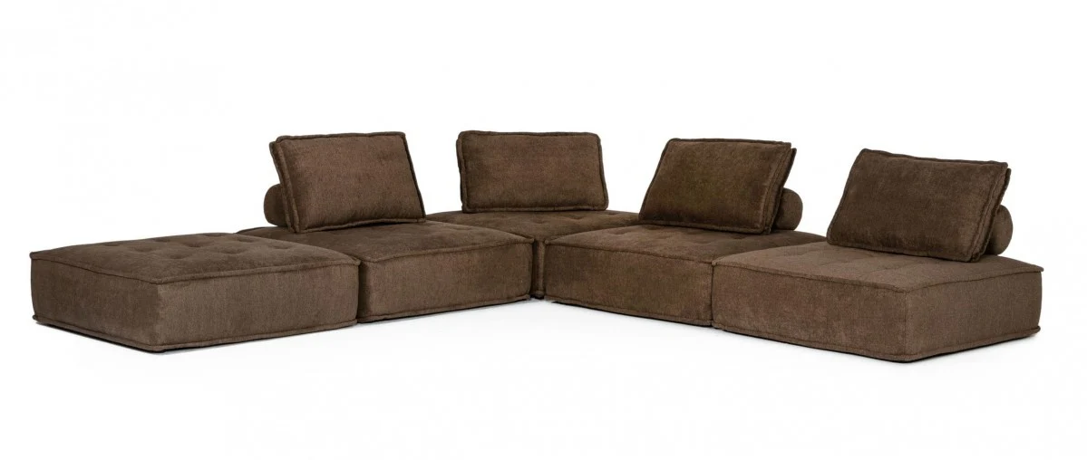 Modern Chocolate Brown Floor Pillow Modular Sectional Sofa By Homeroots