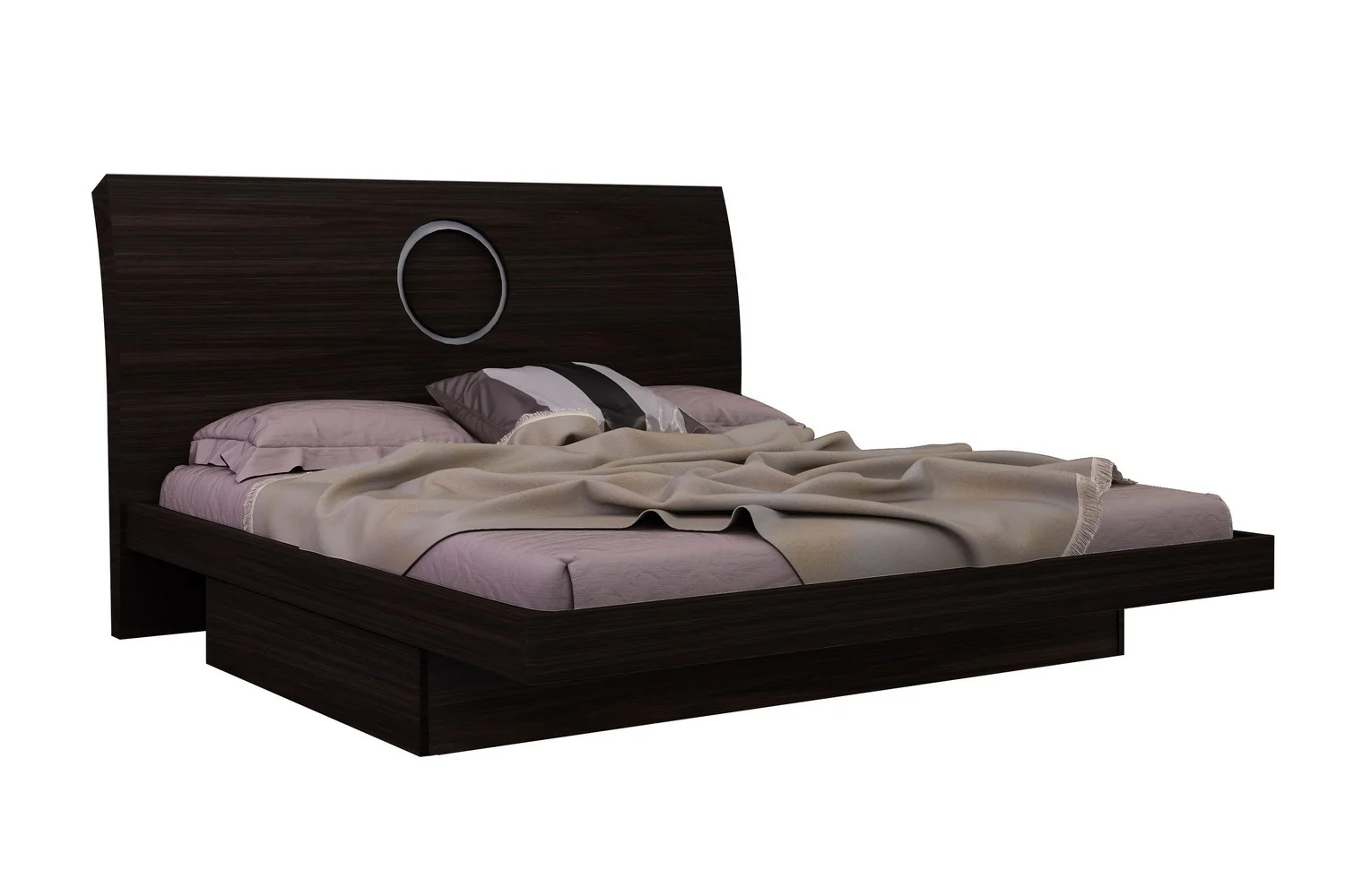 Modern Eastern King Wenge High Gloss Bed By Homeroots - 343918 - Image 2