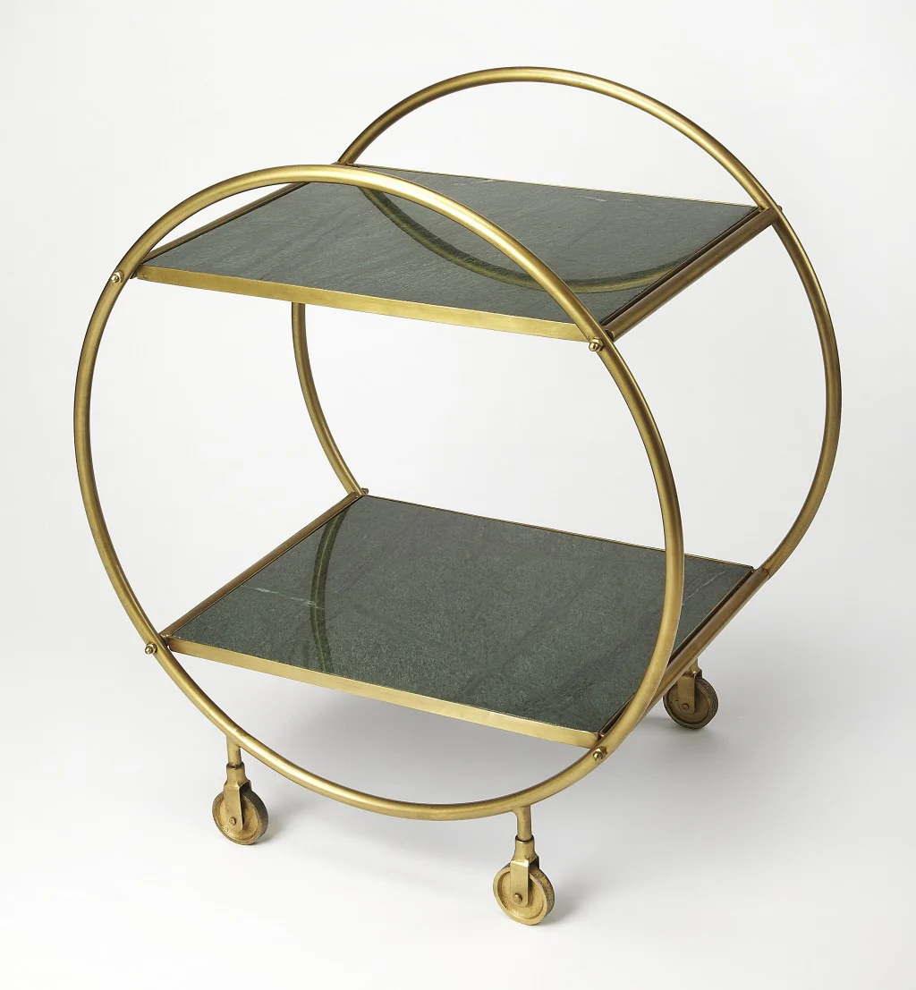 Modern Gold And Green Marble Rolling Server By Homeroots