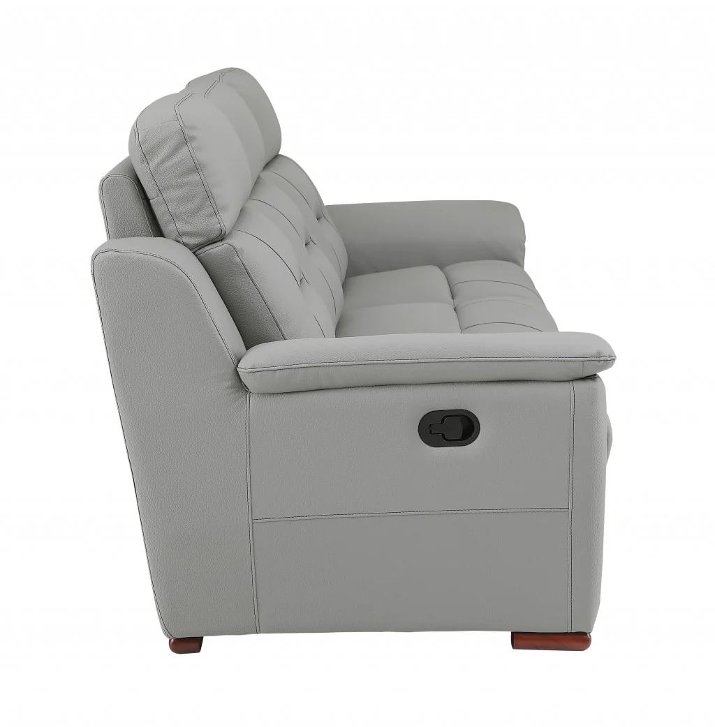 Modern Gray Leather Loveseat By Homeroots - Image 5