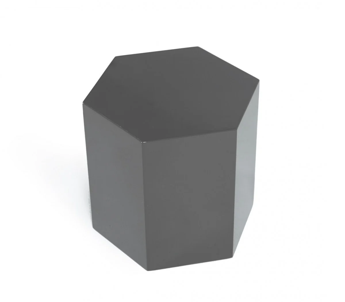 Modern Light Grey High Gloss Hexagonal End Table By Homeroots - Image 2