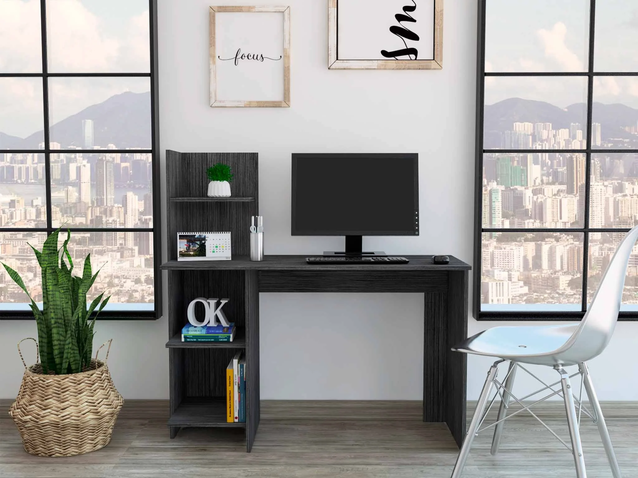 Modern Smokey Gray Computer Desk By Homeroots